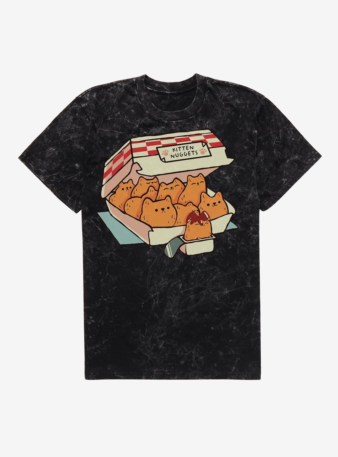 Kitten Nuggets Fast Food Mineral Wash T-Shirt, BLACK MINERAL WASH, hi-res