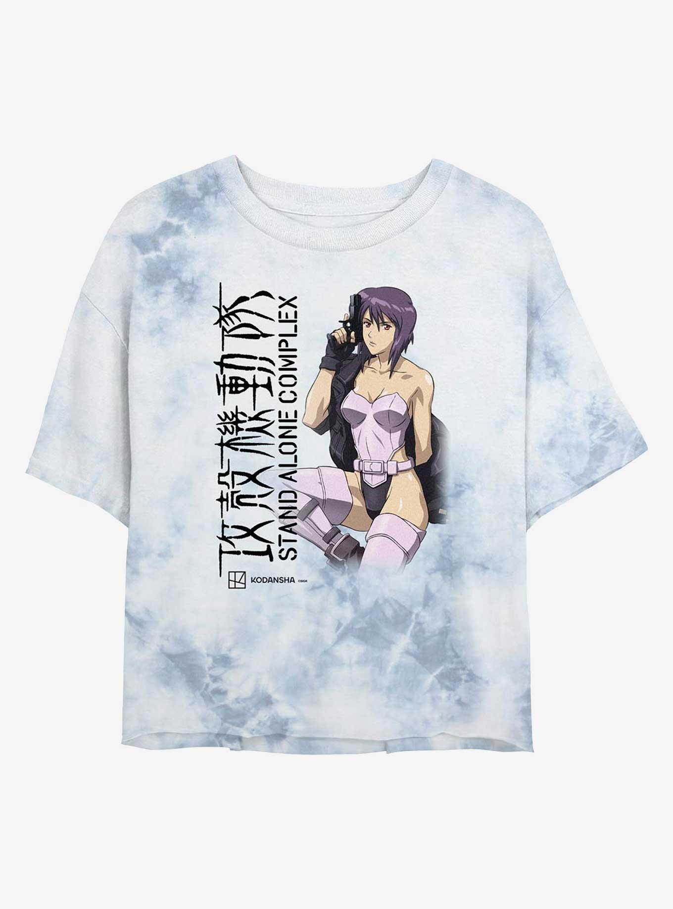 Ghost in The Shell Motoko Kusanagi Stand Alone Complex Girls Tie-Dye Crop T-Shirt, WHITEBLUE, hi-res