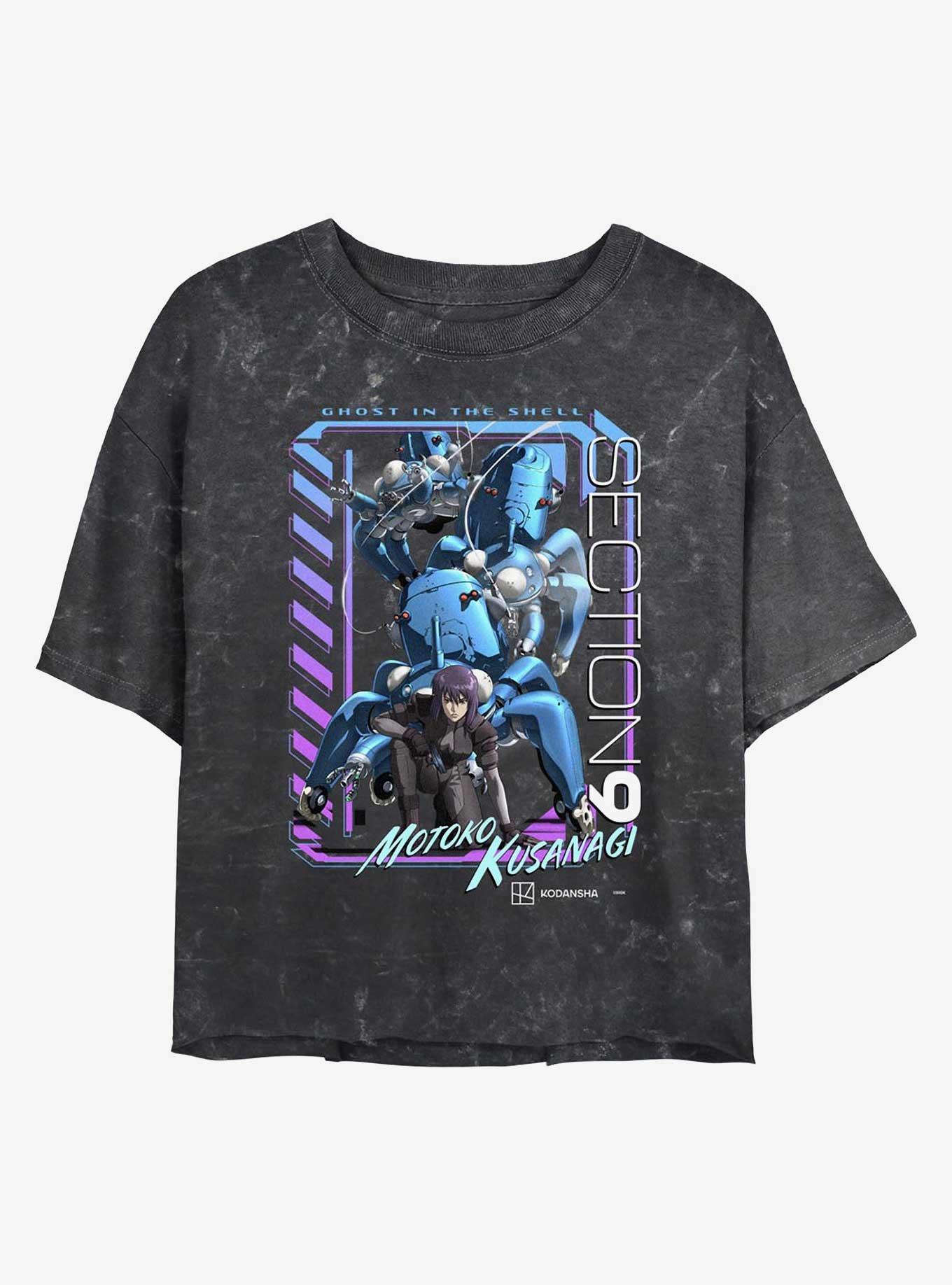 Ghost in the Shell Digi Framed Girls Mineral Wash Crop T-Shirt, , hi-res
