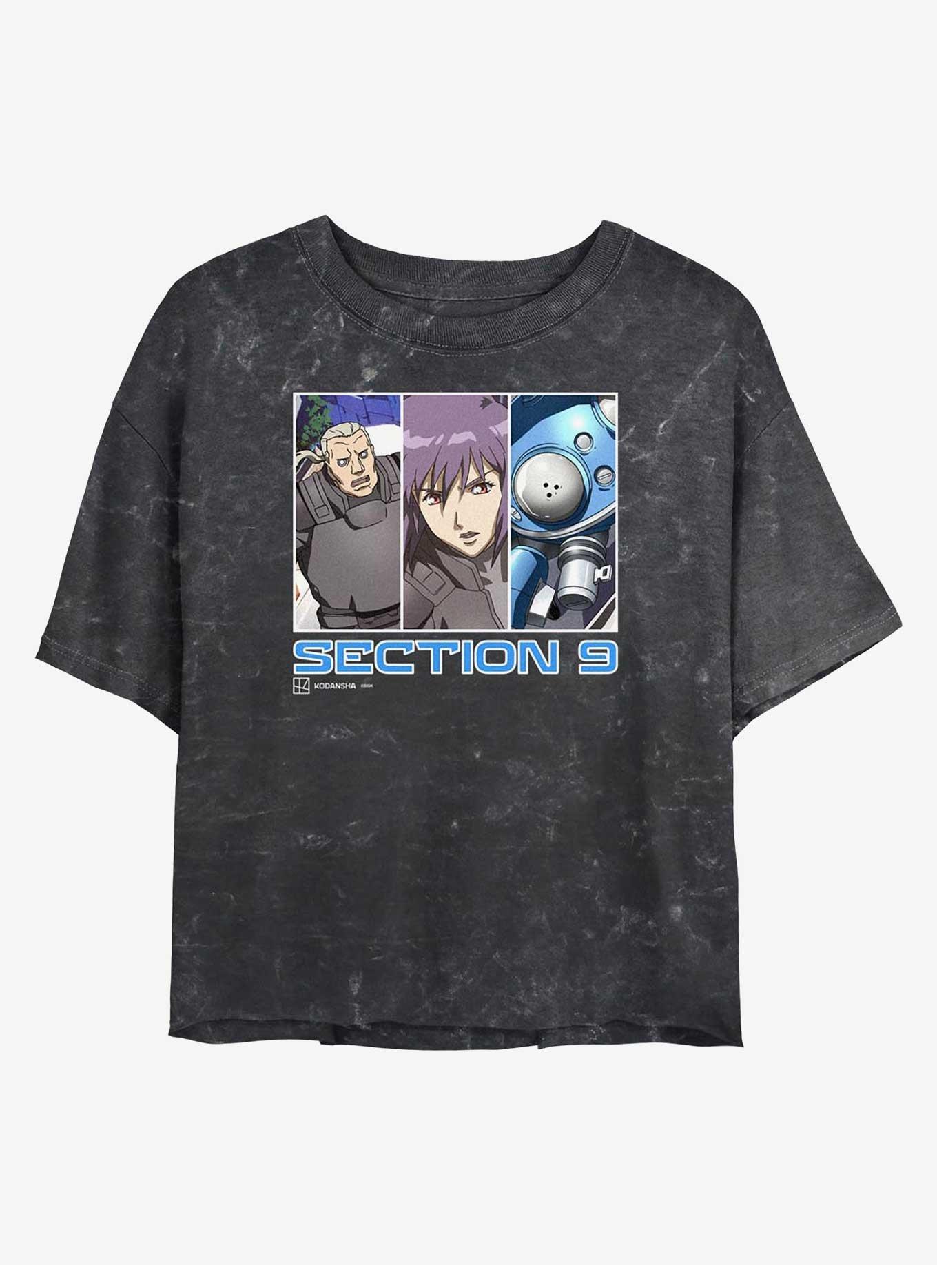 Ghost in The Shell Section 9 Team Girls Mineral Wash Crop T-Shirt, , hi-res