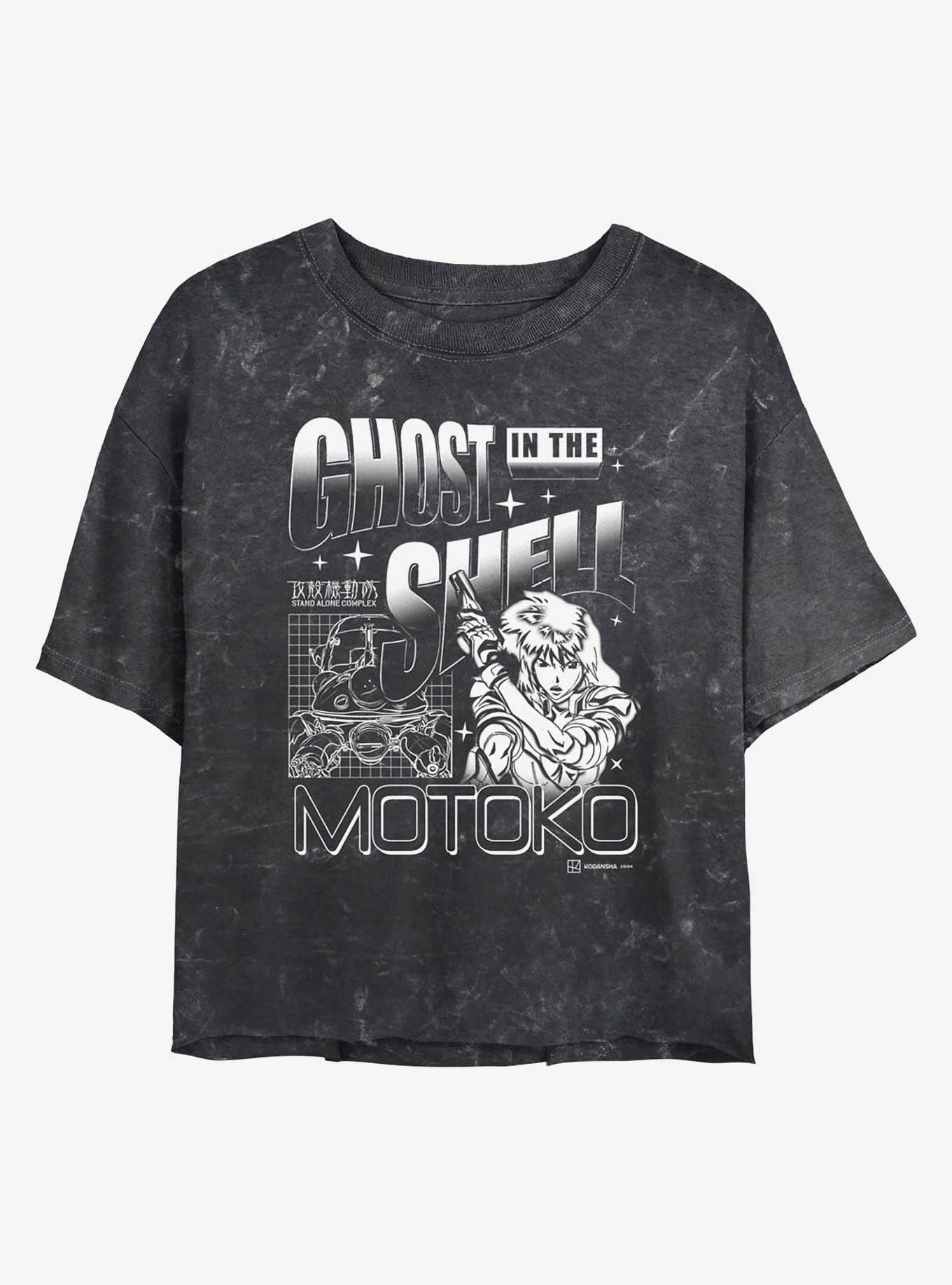 Ghost in the Shell Grid Ghost Girls Mineral Wash Crop T-Shirt, , hi-res