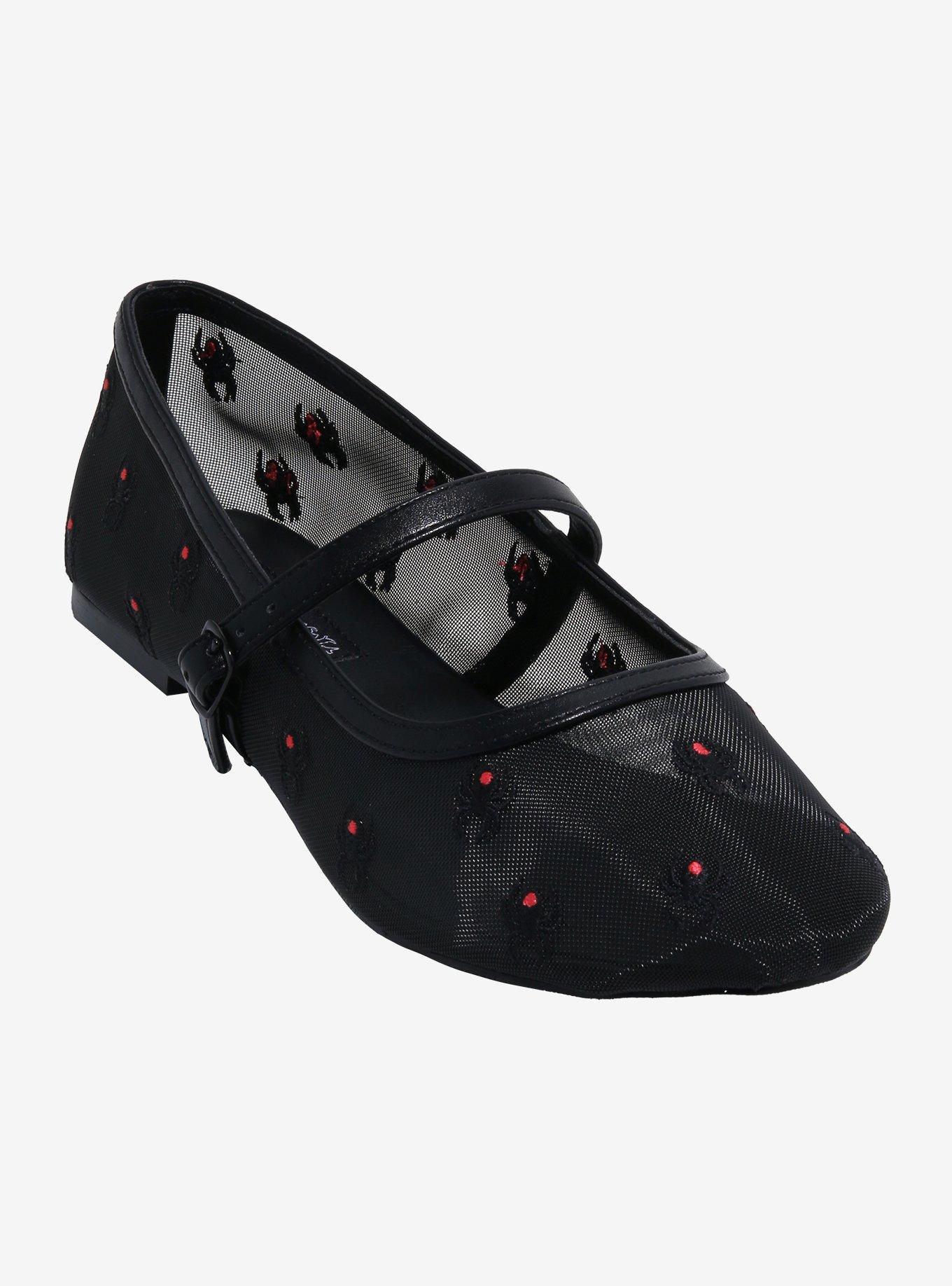 Strange Cvlt Black Widow Mesh Helena Flats, , hi-res