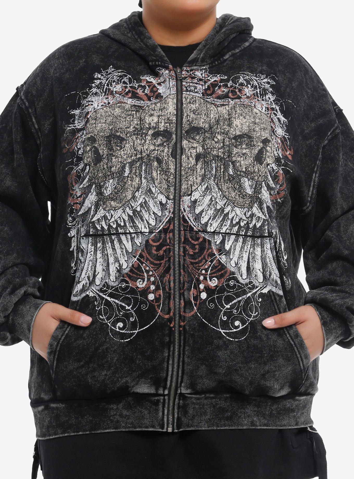 Skull Trio Wings & Filigree Girls Hoodie Plus Size, , hi-res
