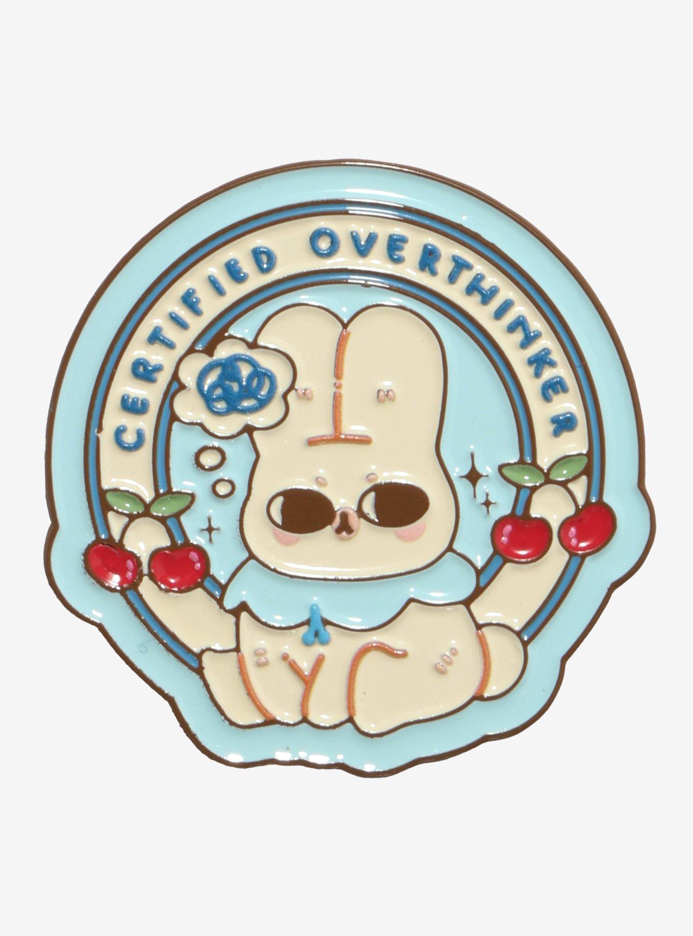 Bunny Certified Overthinker Enamel Pin By Moonie Coco, , hi-res