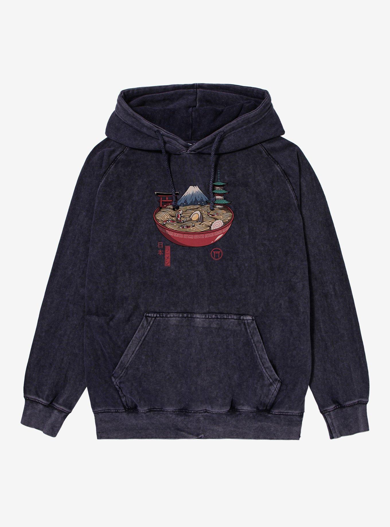 A Japanese Ramen Mineral Wash Hoodie, VINTAGE BLACK, hi-res