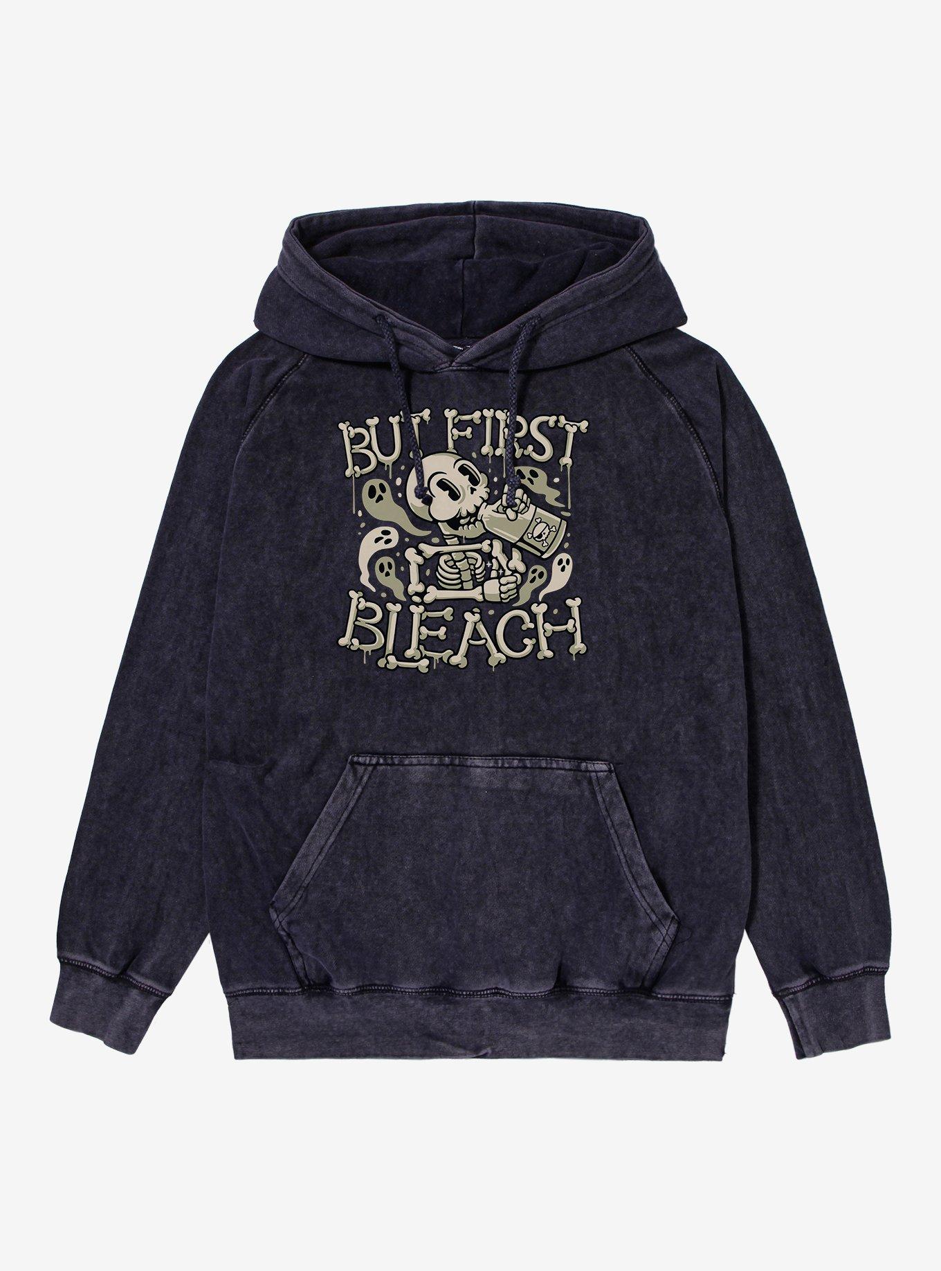But First Bleach Skeleton Mineral Wash Hoodie, VINTAGE BLACK, hi-res
