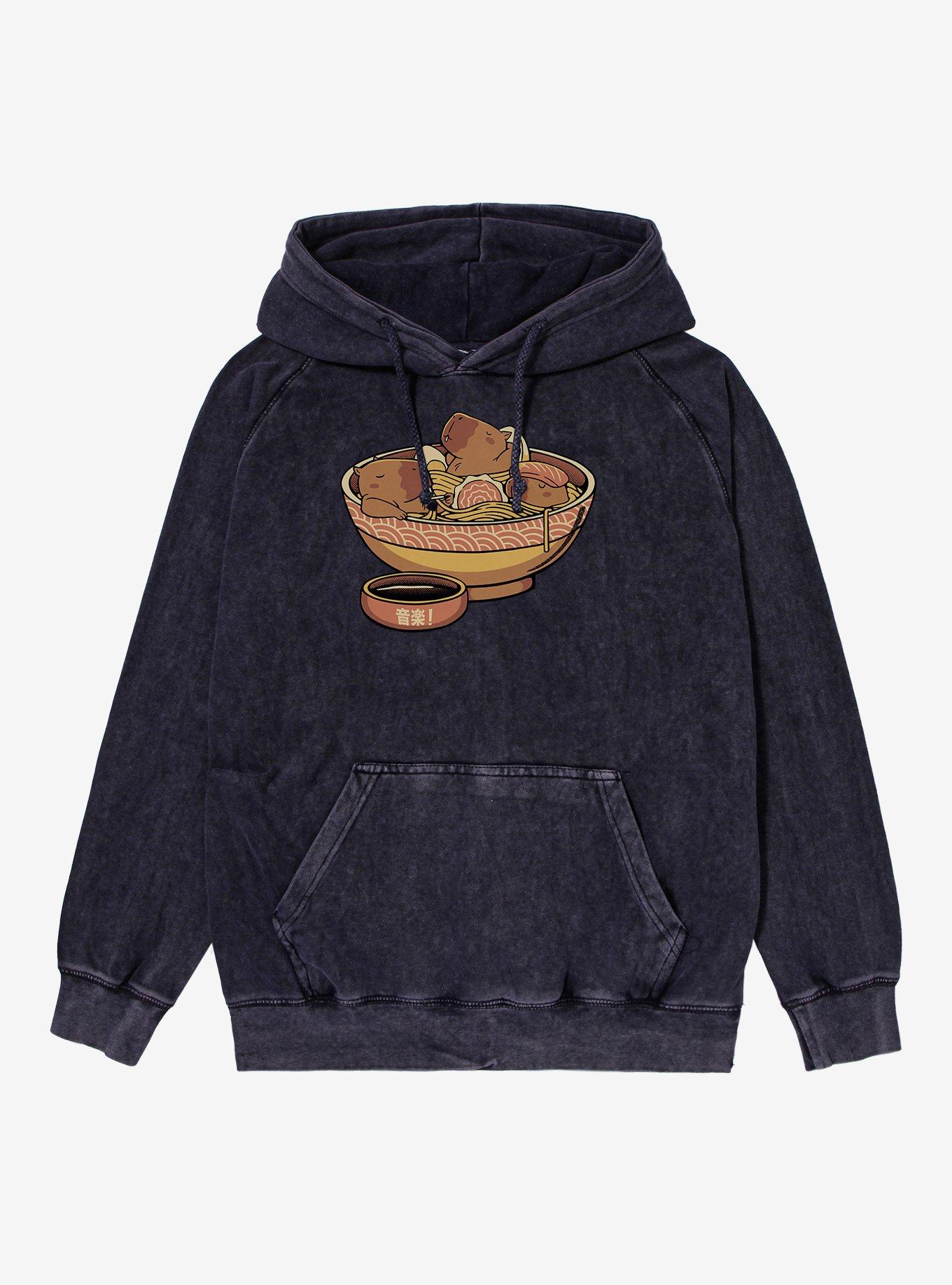 Capybara Cute Ramen Mineral Wash Hoodie, , hi-res