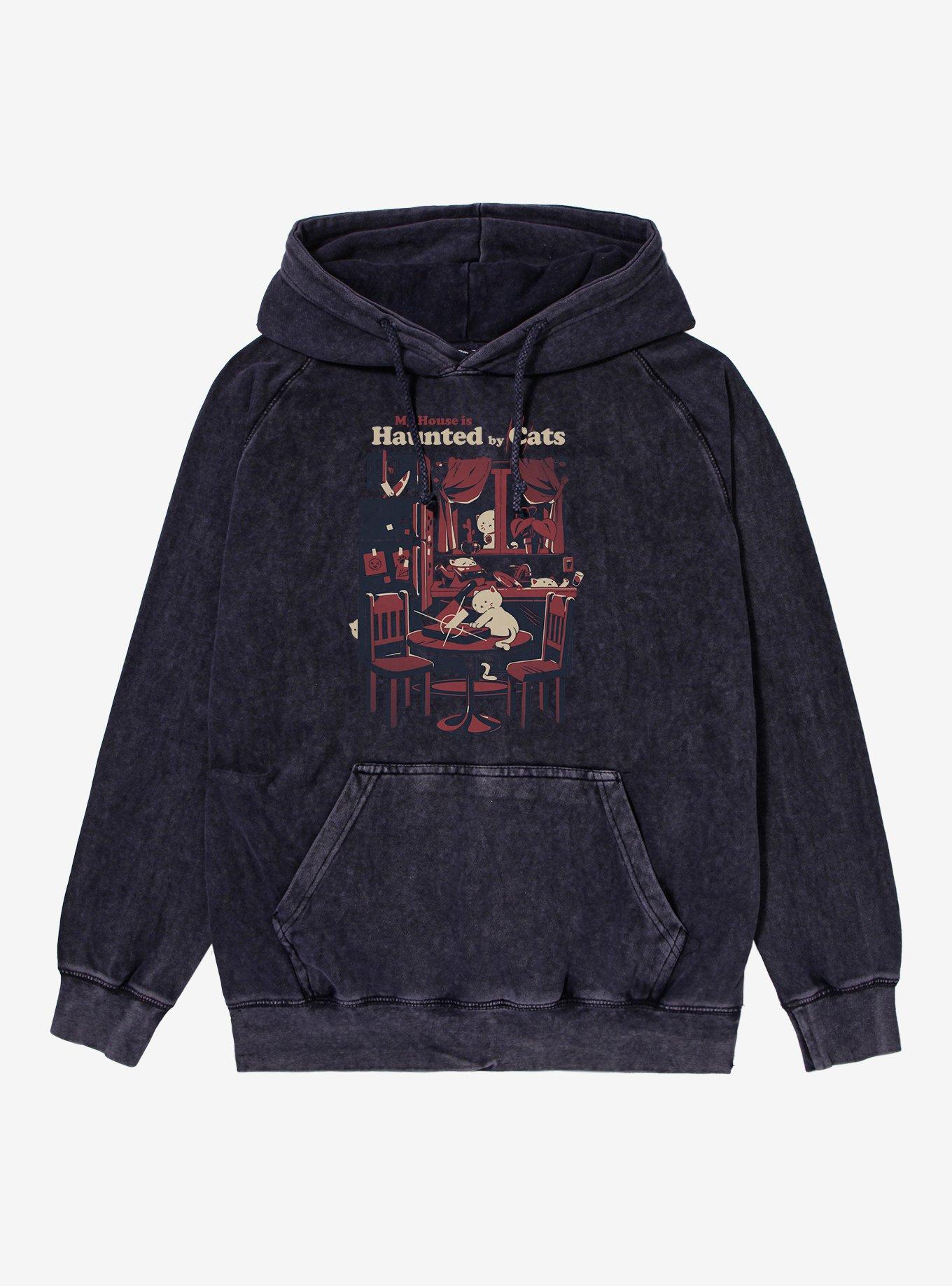 Haunted By Cats Mineral Wash Hoodie, , hi-res