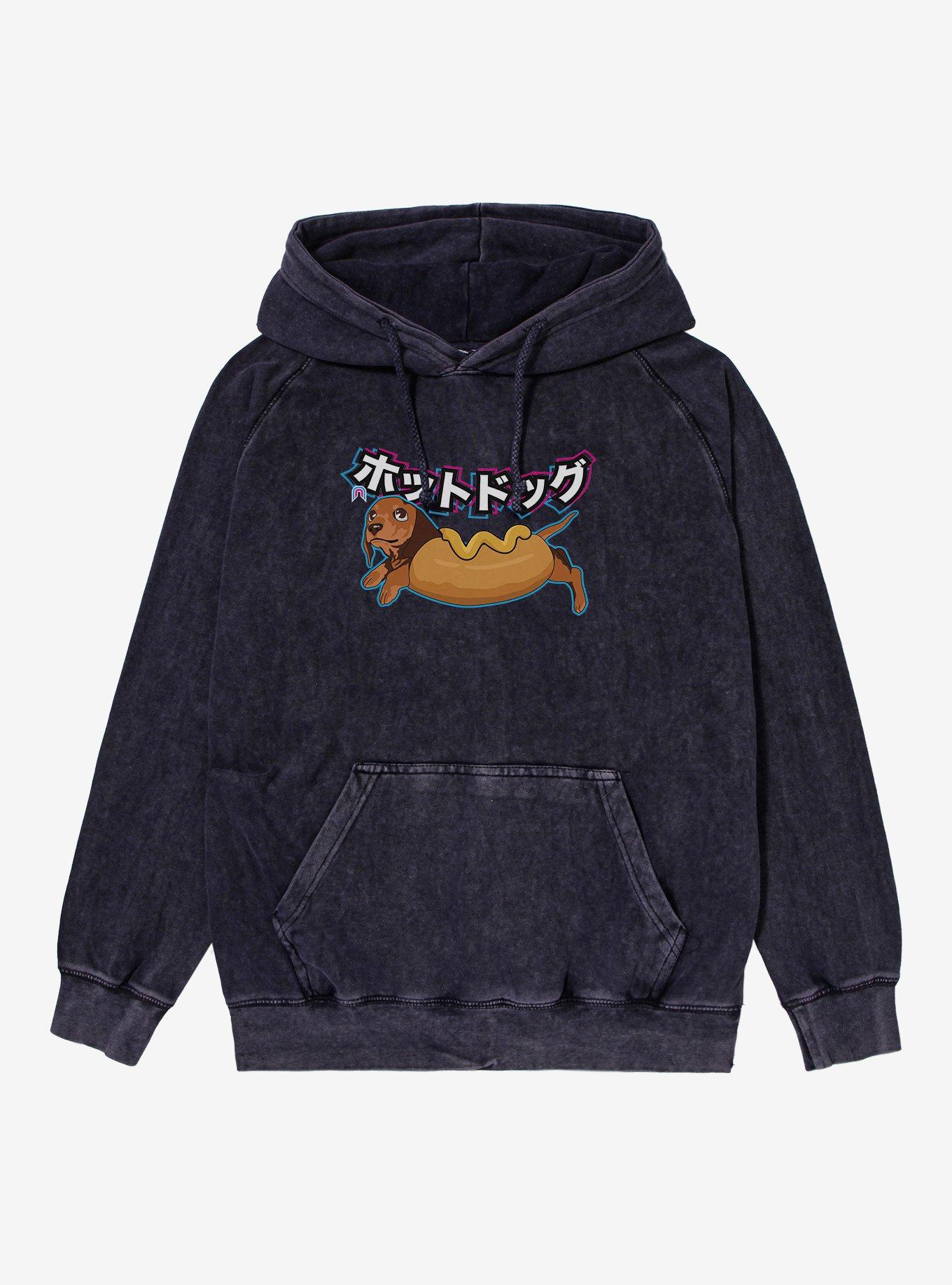Kawaii Dachshund Hot Dog Costume Mineral Wash Hoodie, , hi-res