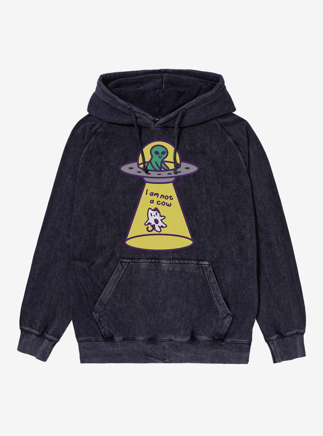Kawaii Cat Abduction By Alien Mineral Wash Hoodie, , hi-res