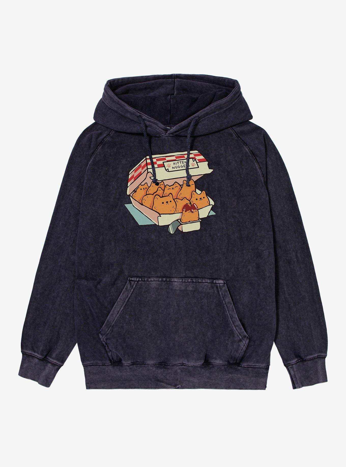 Kitten Nuggets Fast Food Mineral Wash Hoodie, VINTAGE BLACK, hi-res