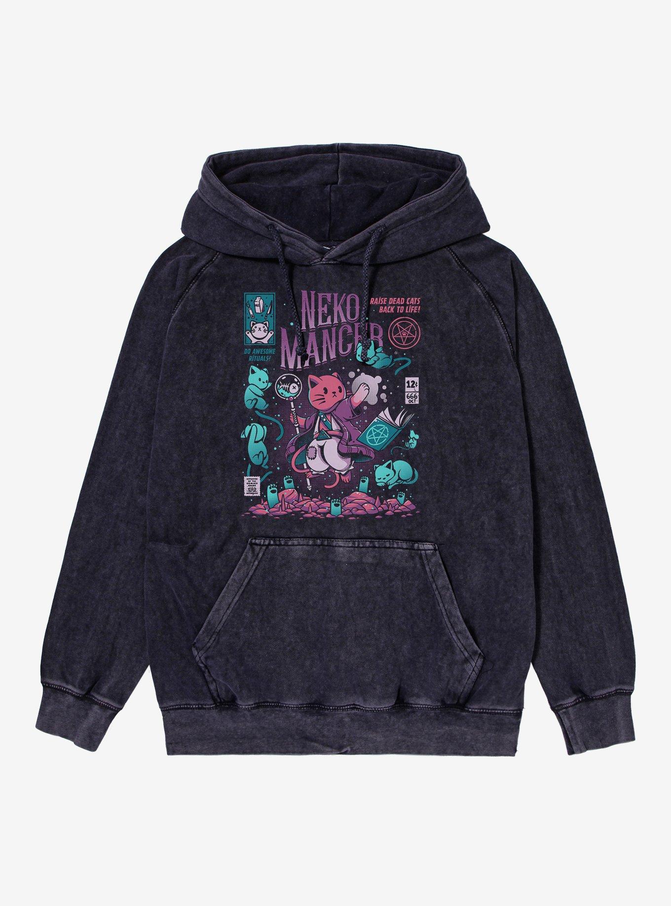 Nekomancer Raise Dead Cats To Life! Mineral Wash Hoodie, , hi-res