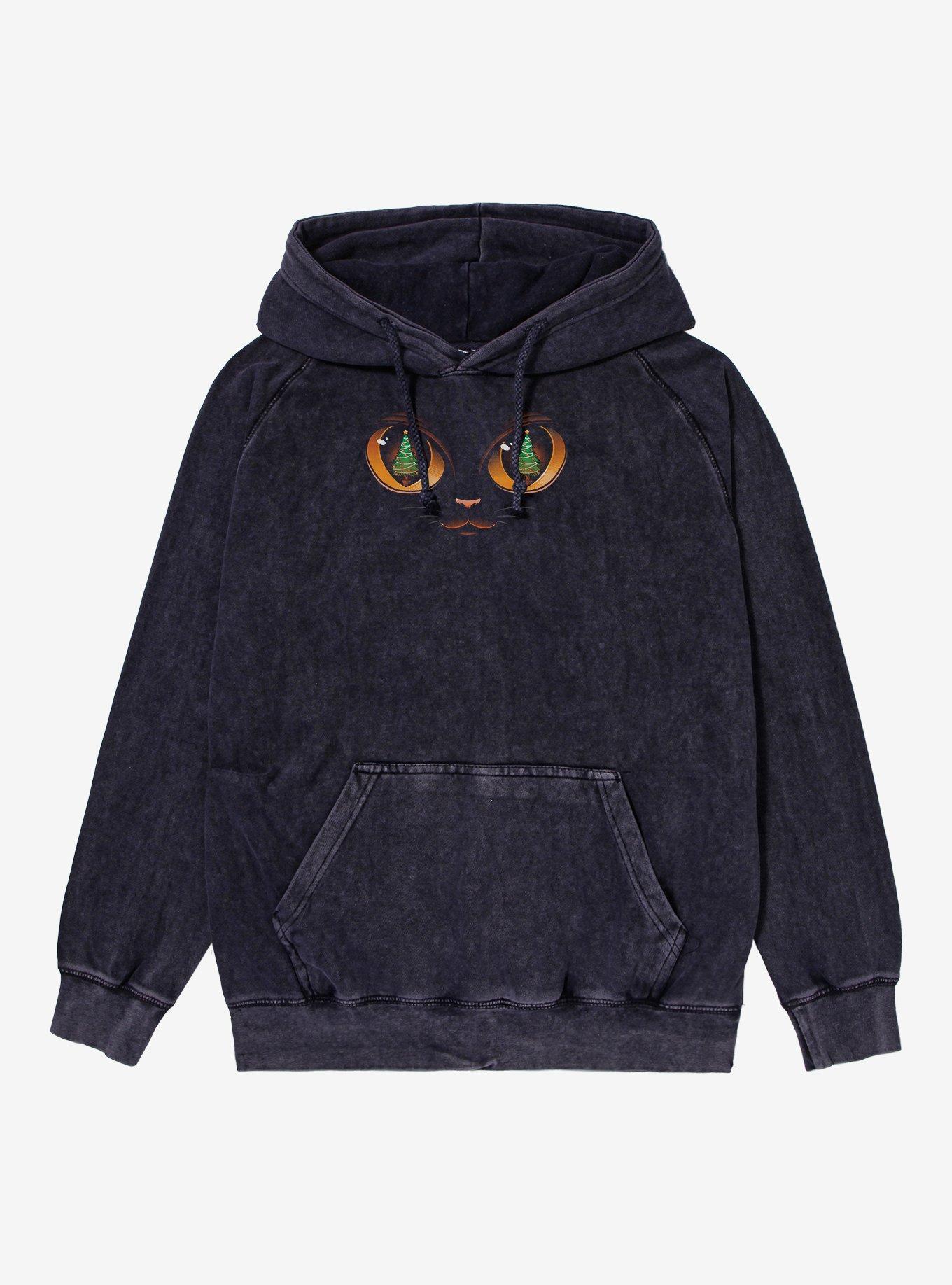 Xmas Cat Attack Mineral Wash Hoodie, VINTAGE BLACK, hi-res