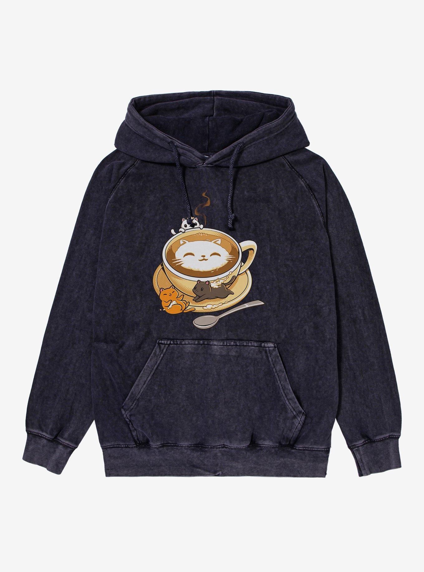 Latte Cat Mineral Wash Hoodie, , hi-res