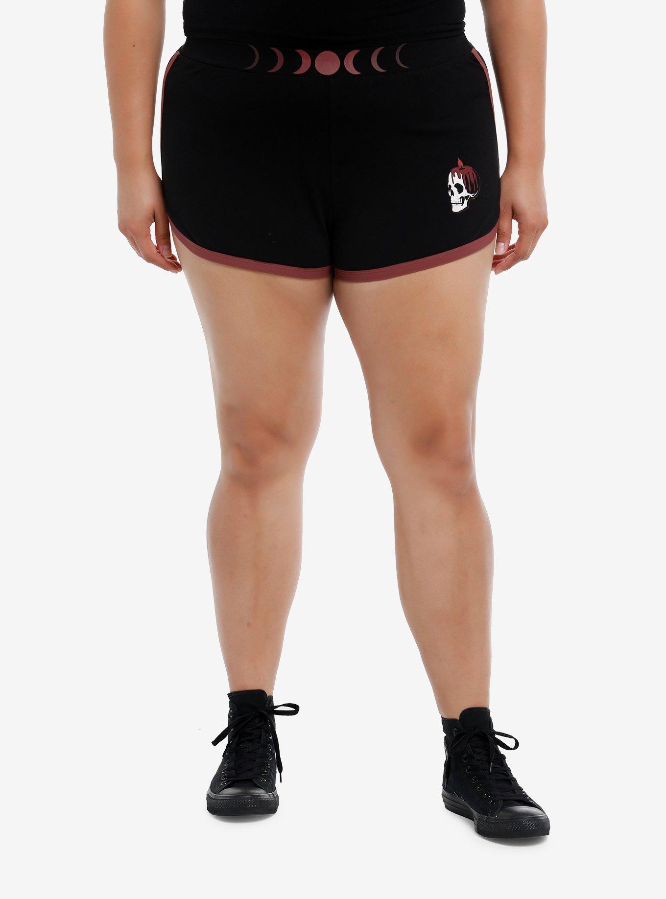 Cosmic Aura Moon Phases & Skull Candle Girls Soft Shorts Plus Size, , hi-res