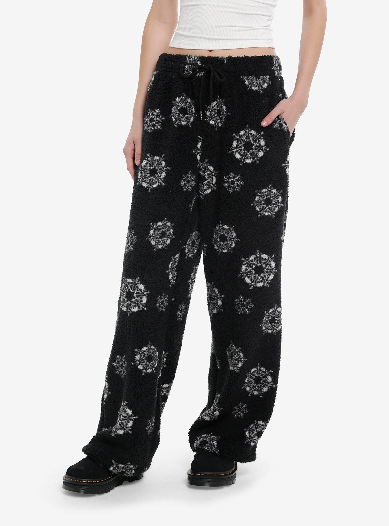 Skull Snowflake Sherpa Pajama Pants, , hi-res
