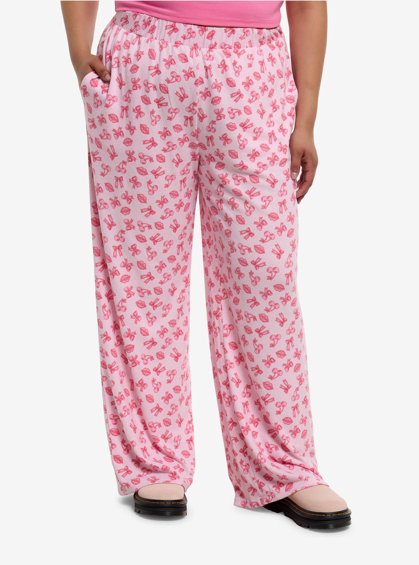 Sweet Society Ribbons Lips Cherries Lounge Pants Plus Size, , hi-res