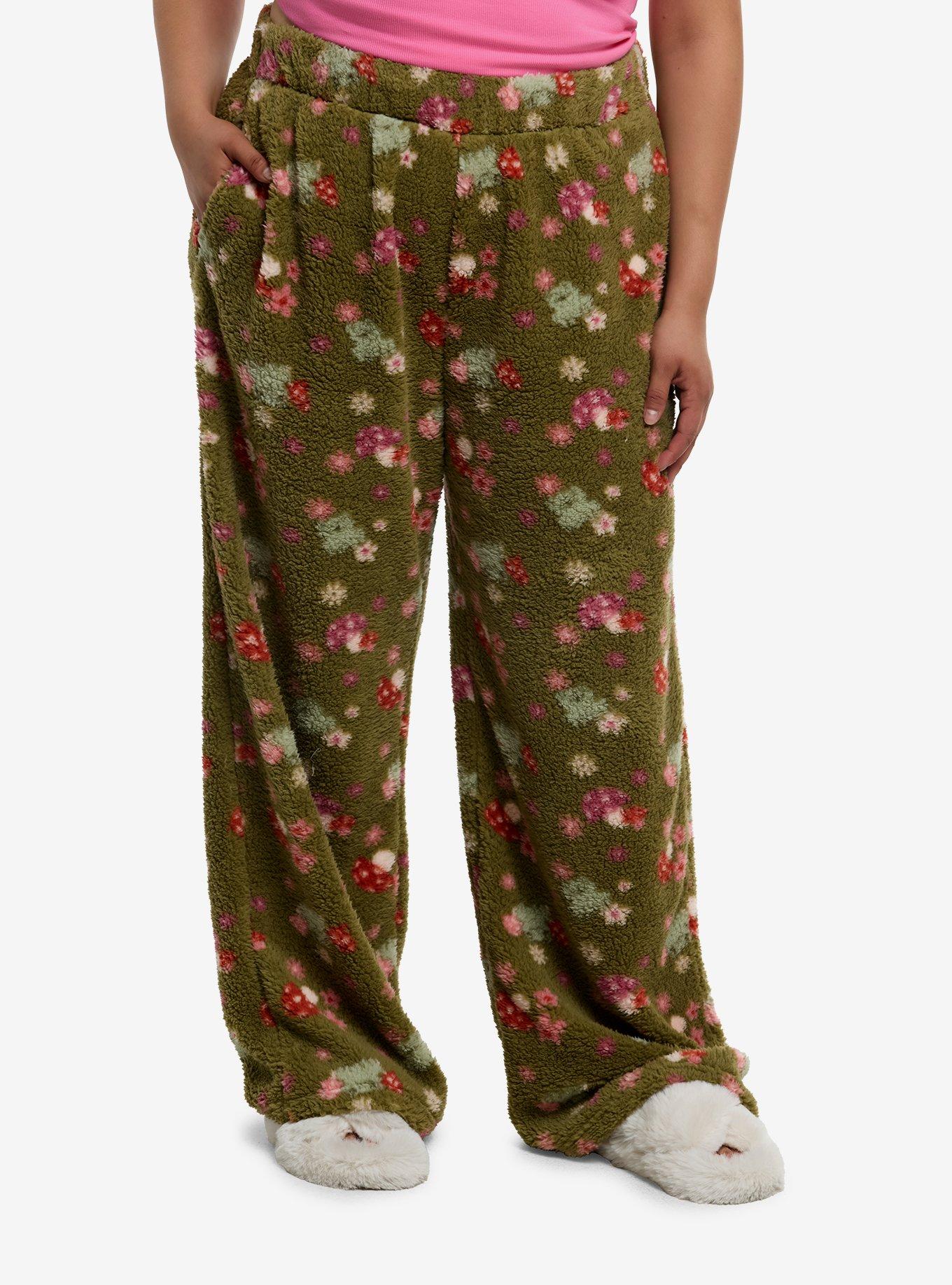 Thorn & Fable Mushroom Frog Sherpa Lounge Pants Plus Size, , hi-res