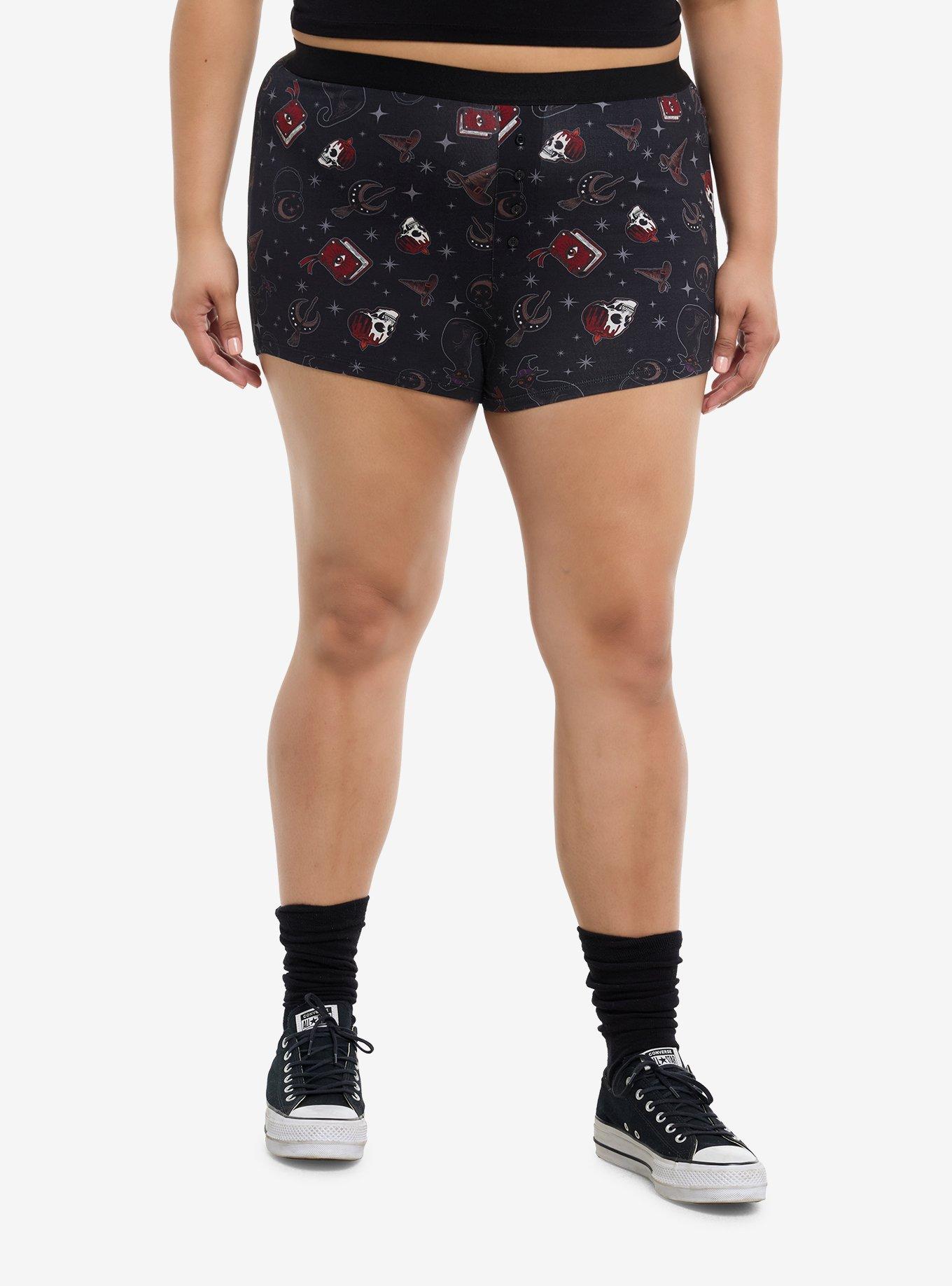 Cosmic Aura Witch Icons Girls Micro Soft Shorts Plus Size, , hi-res