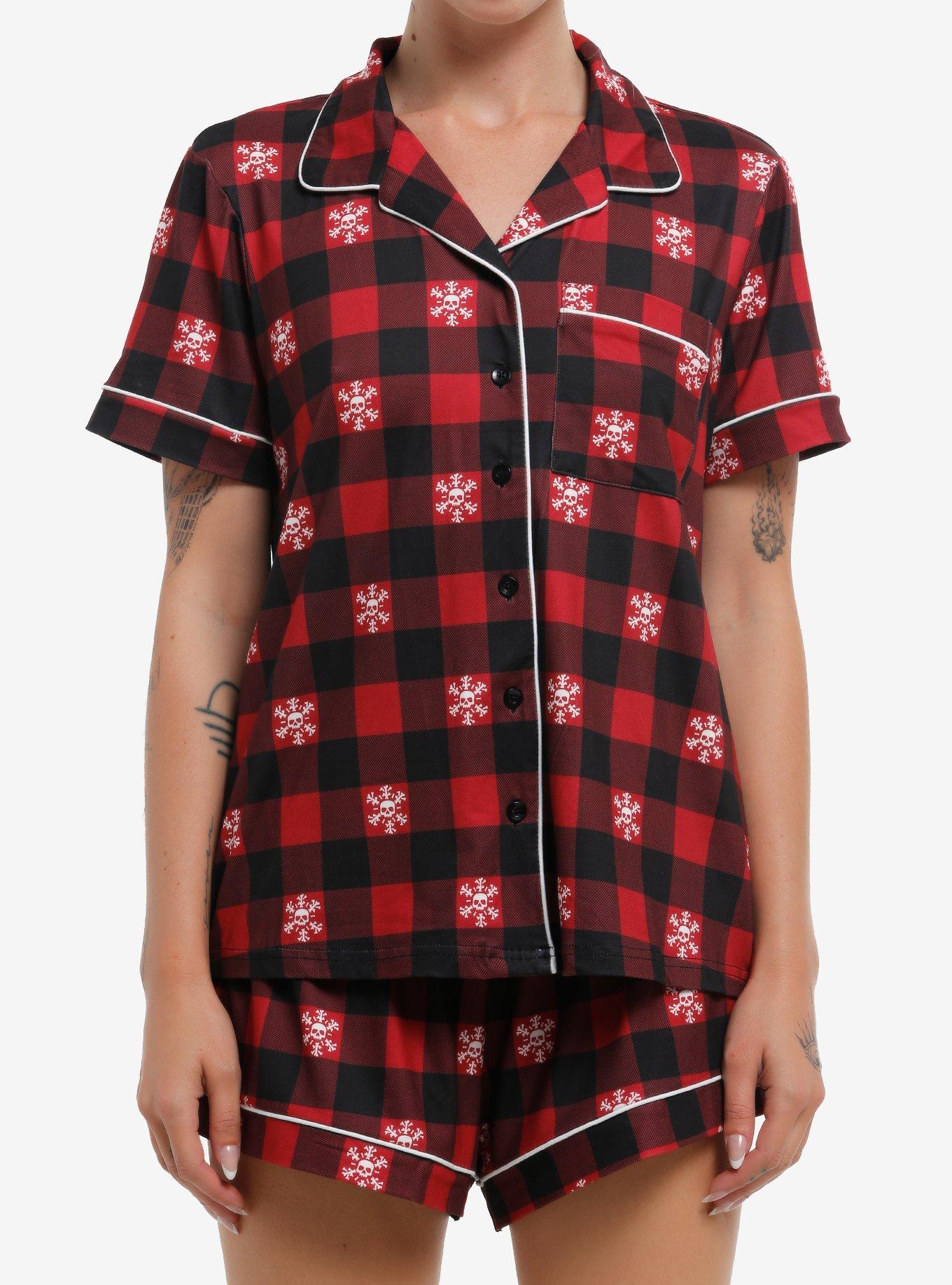 Skull Snowflake Red Checkered Girls Lounge Set, , hi-res