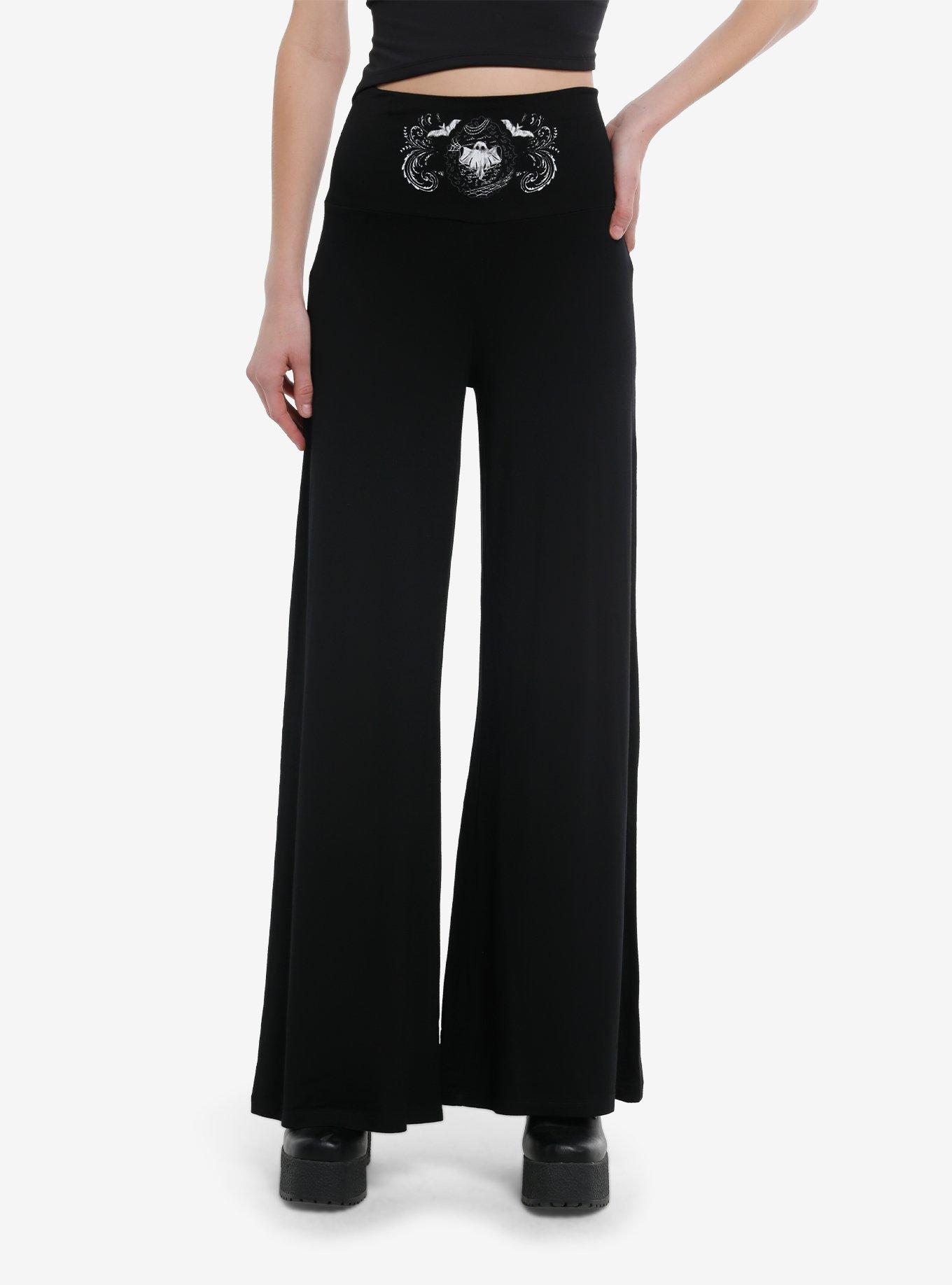 Cosmic Aura Black Ghost Bat Palazzo Pants, , hi-res