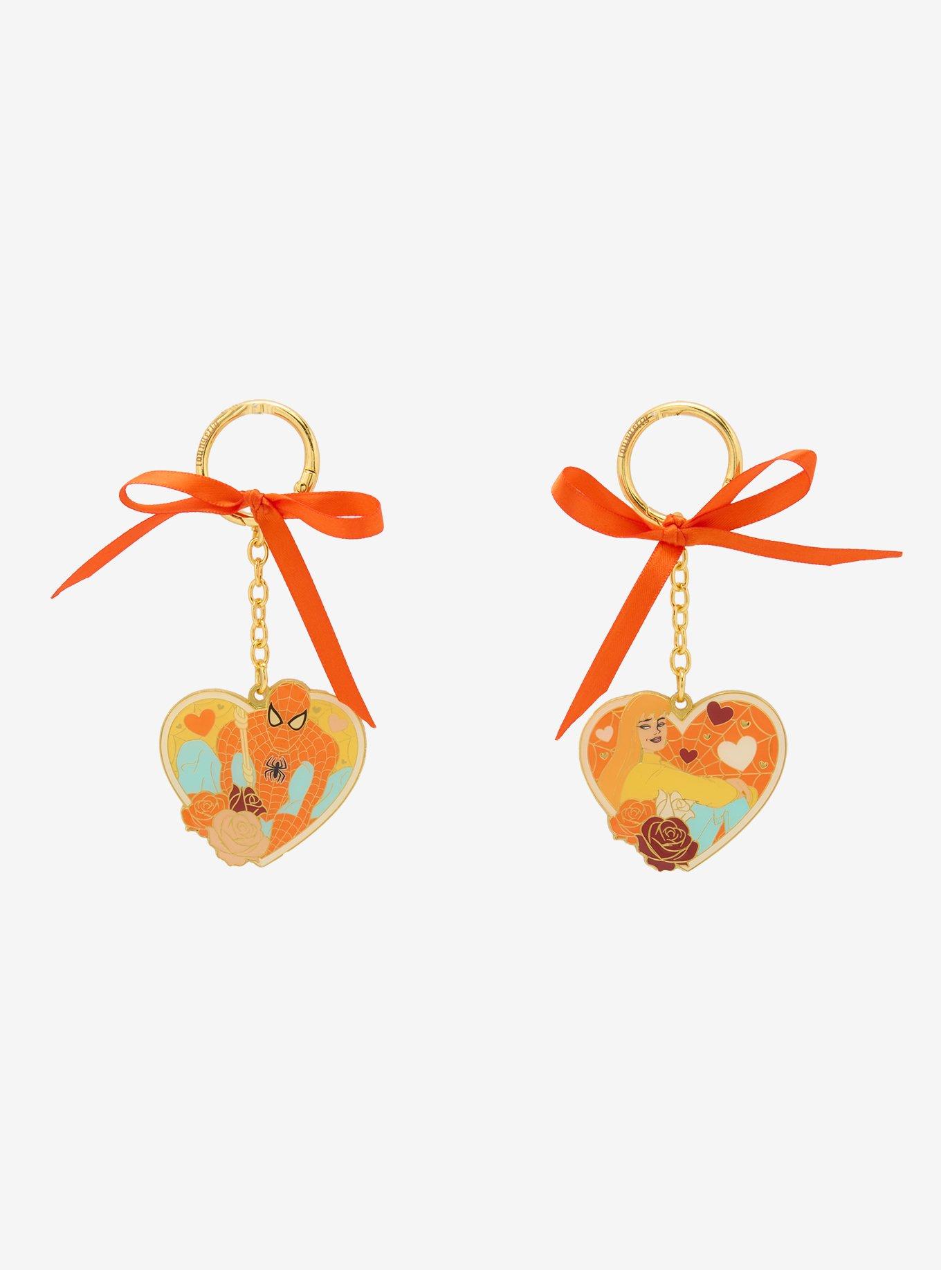 Marvel Spider-Man Floral MJ & Spider-Man Heart Keychain Set - BoxLunch Exclusive, , hi-res