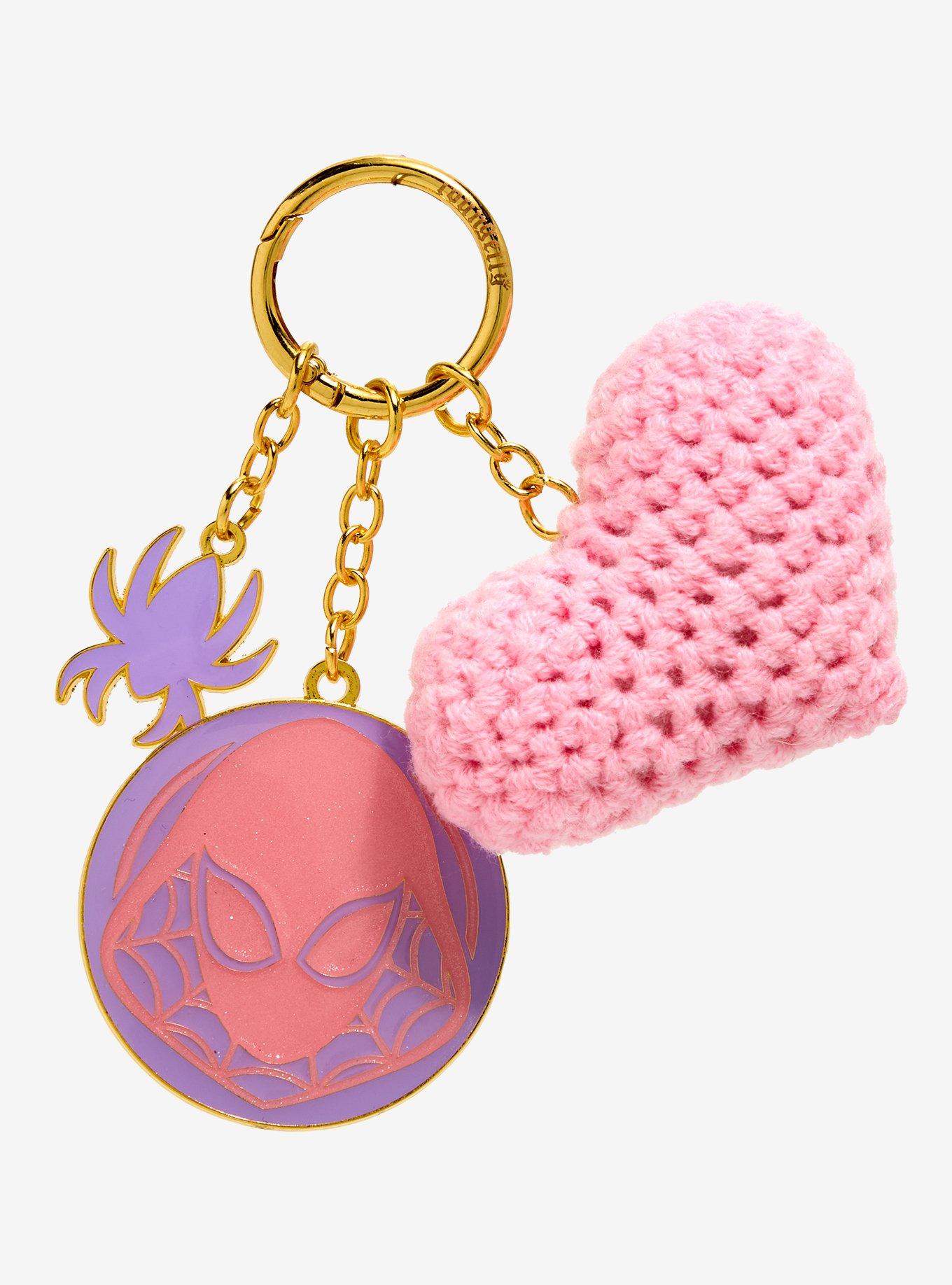 Loungefly Marvel Spider-Gwen Pastel Heart Multi-Charm Keychain - BoxLunch Exclusive, , hi-res