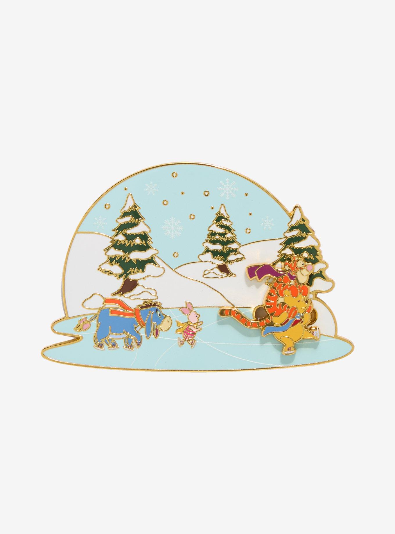 Disney Winnie the Pooh Ice Skating Limited Edition Spinning Enamel Pin — BoxLunch Exclusive , , hi-res