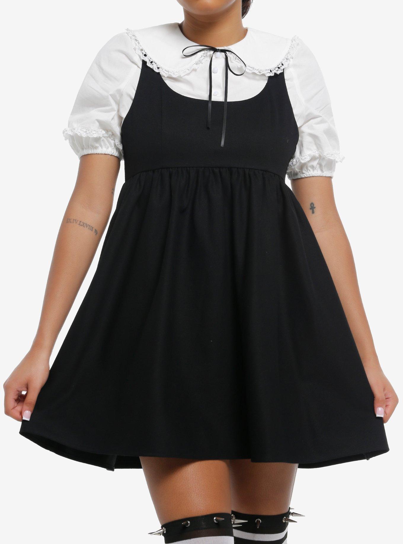 Cosmic Aura Ruffle Peter Pan Collar Twofer Dress, , hi-res