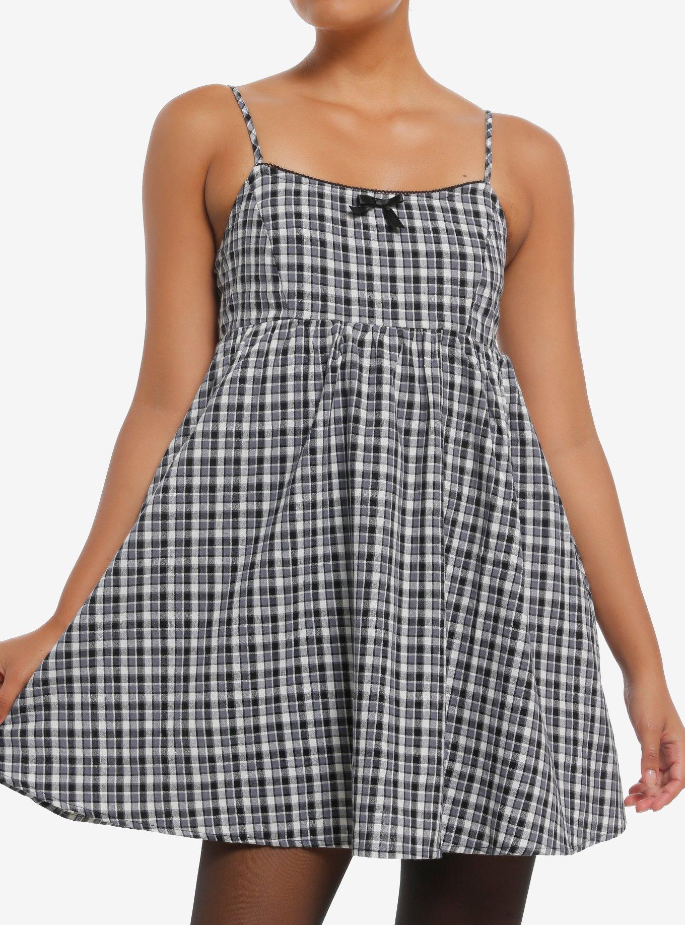 Black & White Plaid Cami Mini Dress, , hi-res