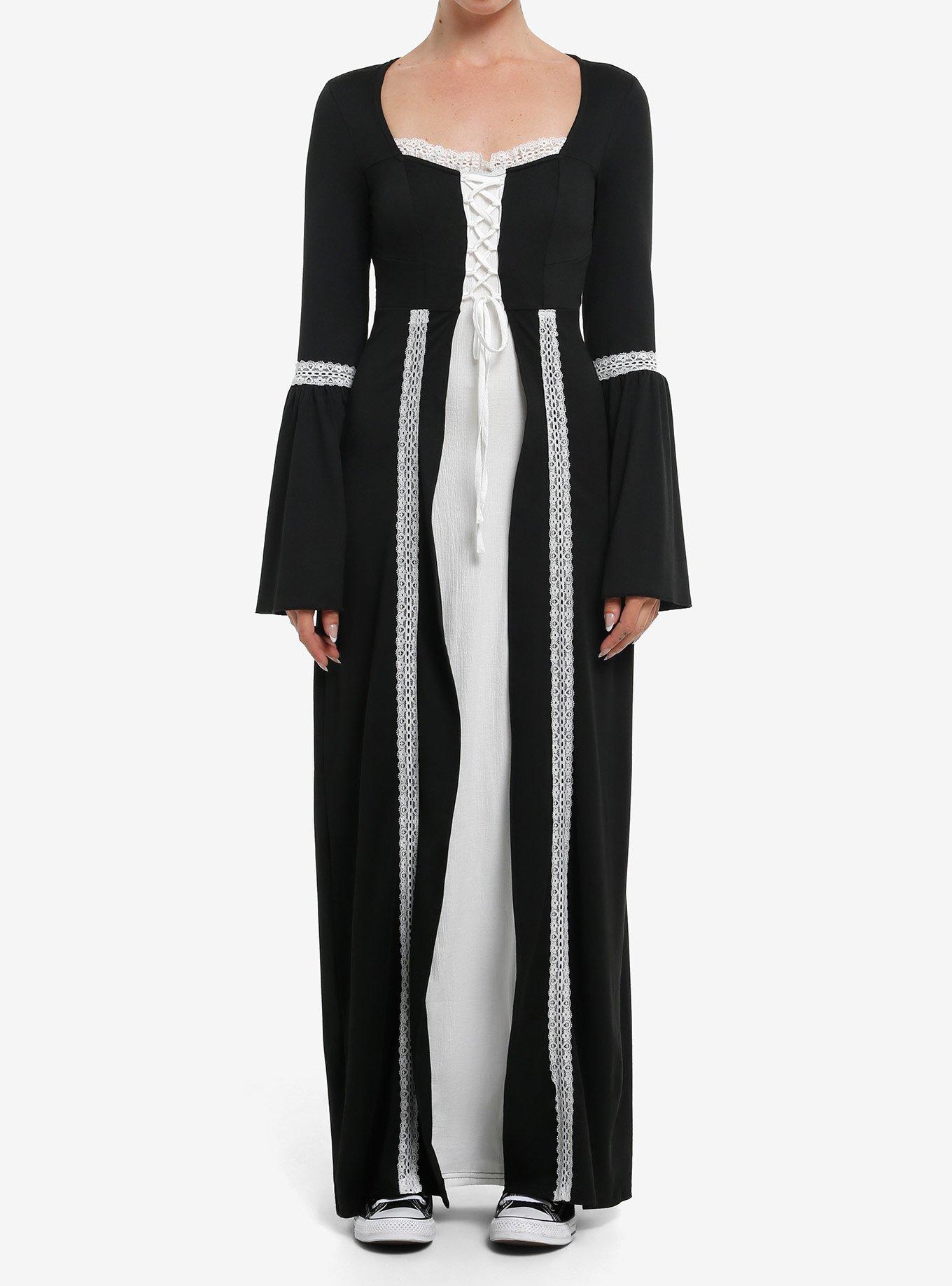 Cosmic Aura Black & White Bell-Sleeve Maxi Dress, , hi-res
