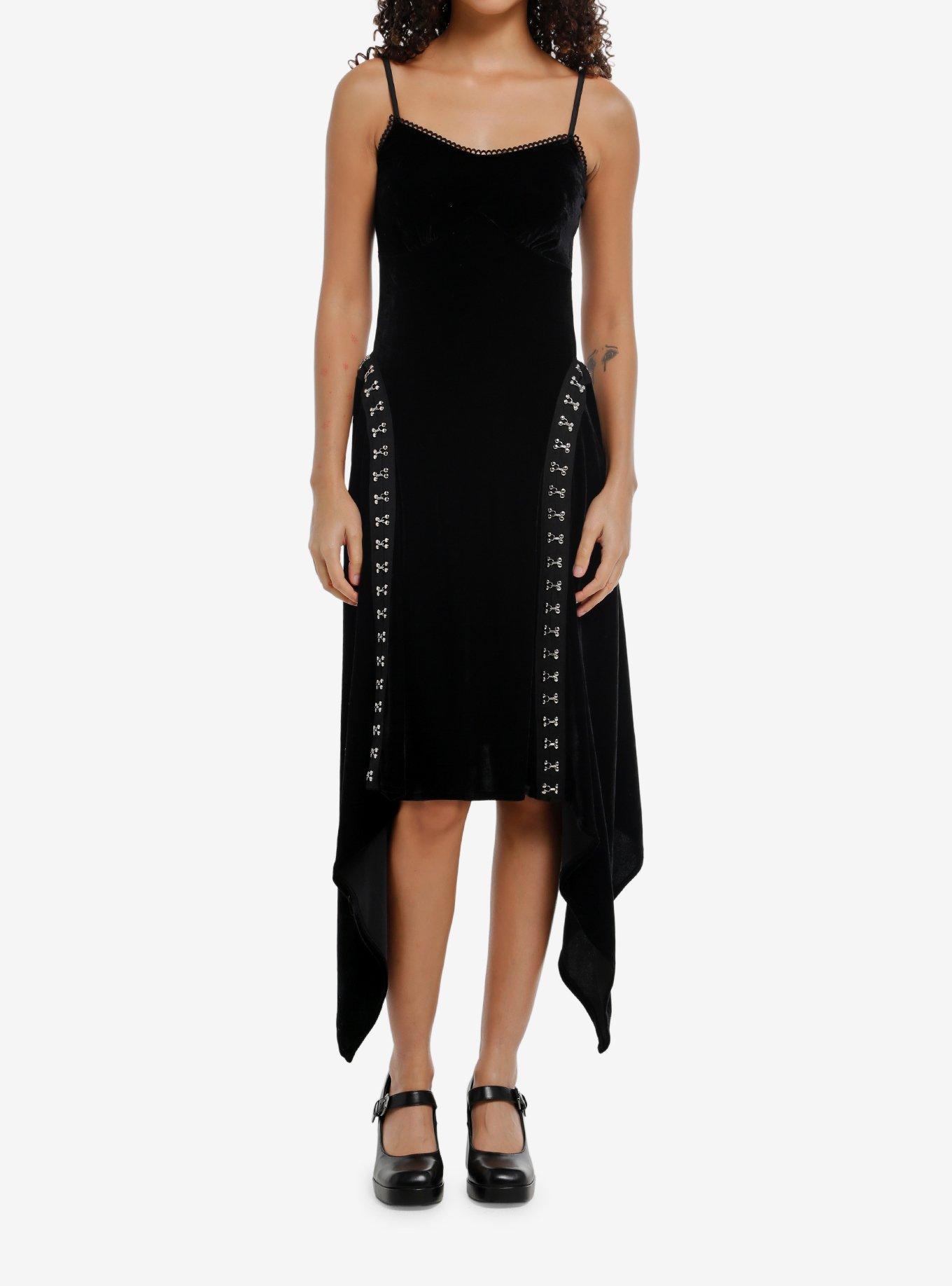 COSMICAURA Cosmic Aura Black Velvet Hardware Cami Dress
