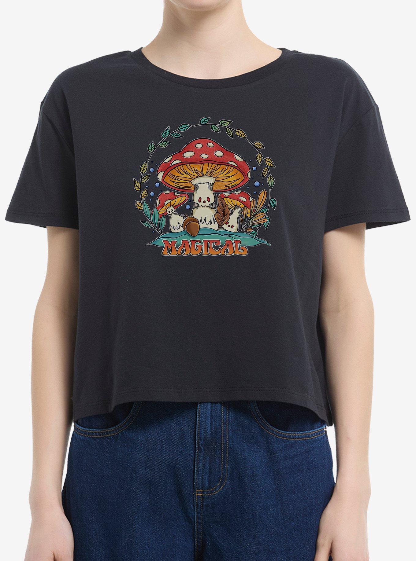 Magical Mushrooms Girls Boxy Crop T-Shirt, , hi-res