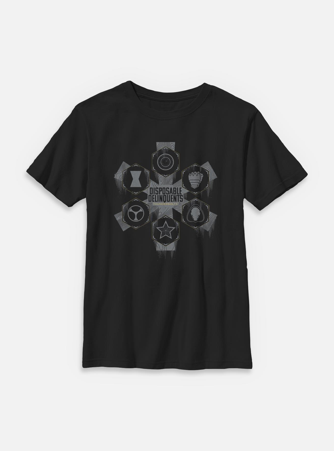 Marvel Thunderbolts* Disposable Delinquents Logos Youth T-Shirt, , hi-res