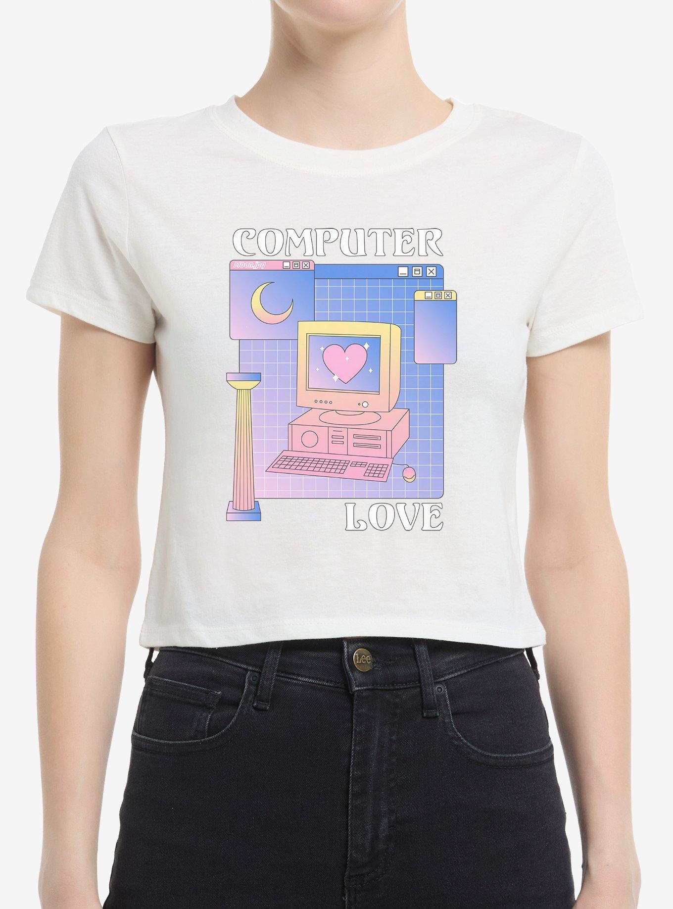 Vaporwave Computer Love Girls Baby T-Shirt, CLOUD DANCER, hi-res