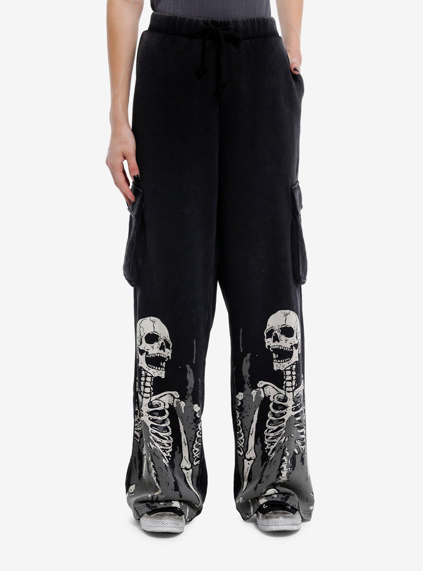 Flaming Skeletons Girls Cargo Lounge Pants, , hi-res