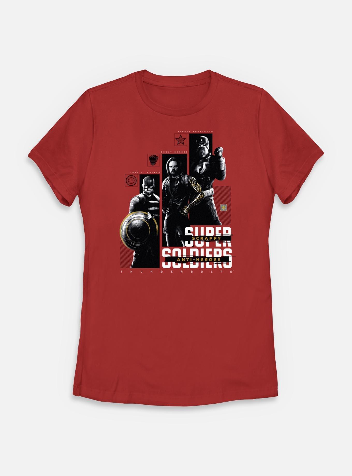 Marvel Thunderbolts* Super Soldiers Scrappy Anti Heroes Womens T-Shirt, RED, hi-res