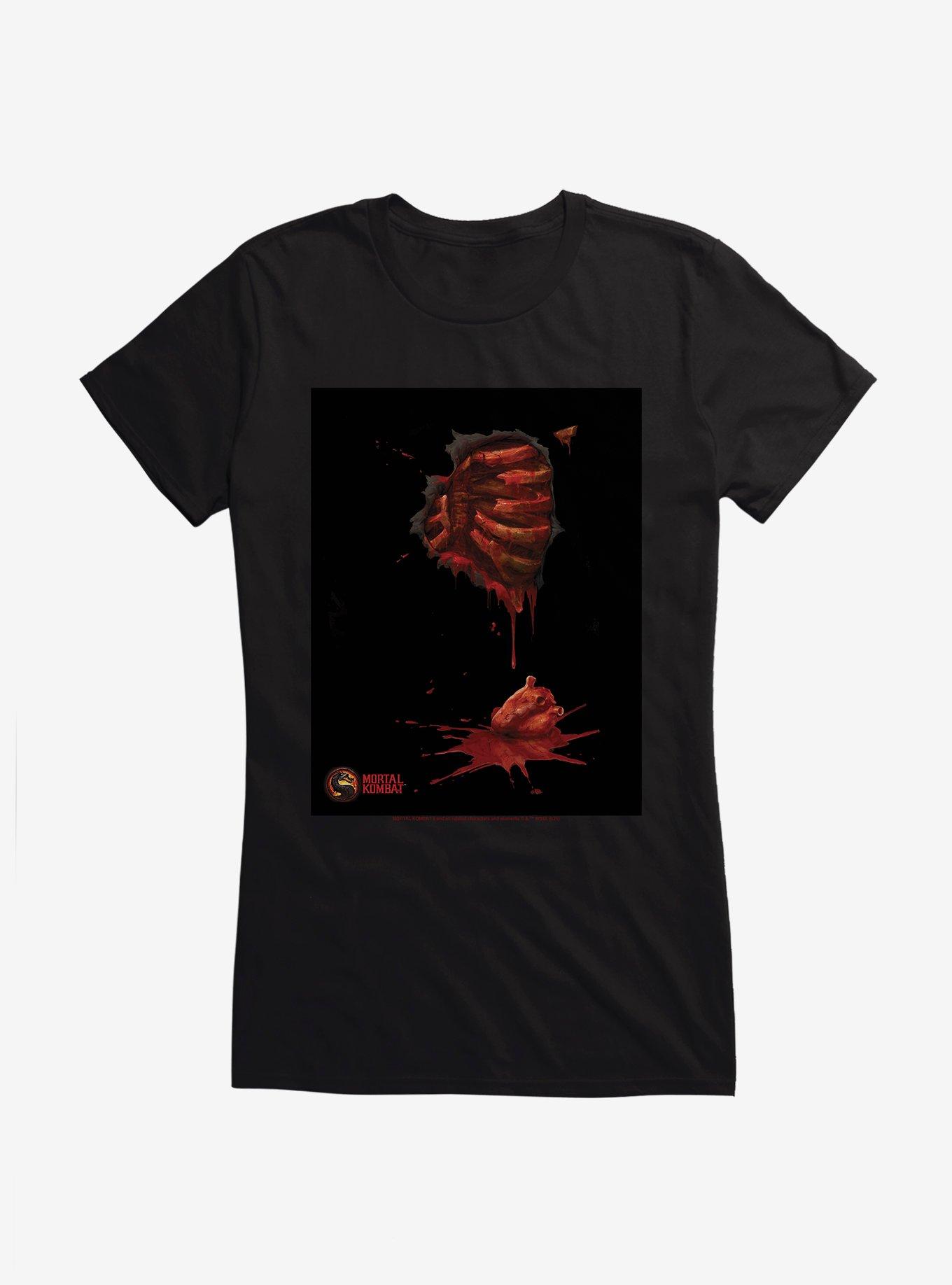 Mortal Kombat 9 Bleeding Ribcage Girls T-Shirt, BLACK, hi-res view 1