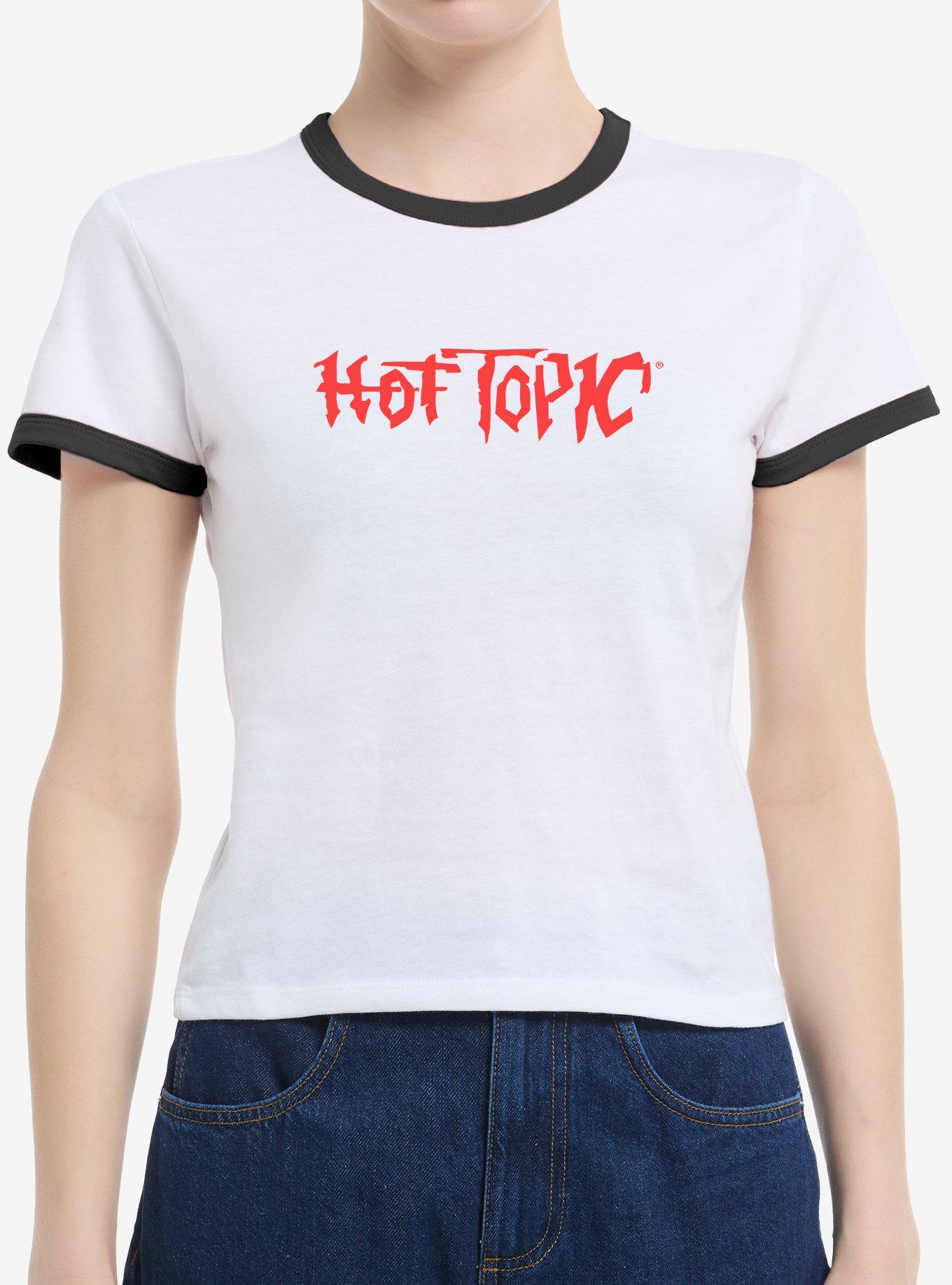 Retro Hot Topic Logo Girls Ringer Crop T-Shirt, WHITE CAVIAR, hi-res