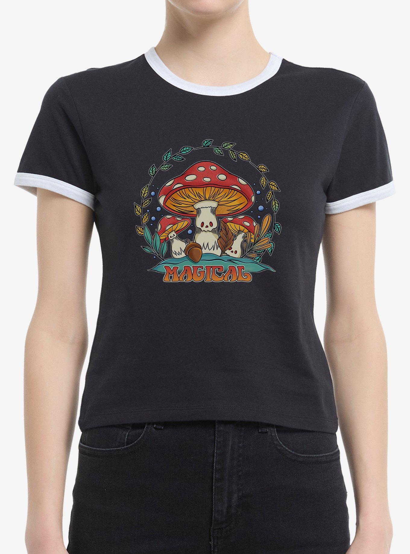 Magical Mushrooms Girls Ringer Crop T-Shirt, , hi-res