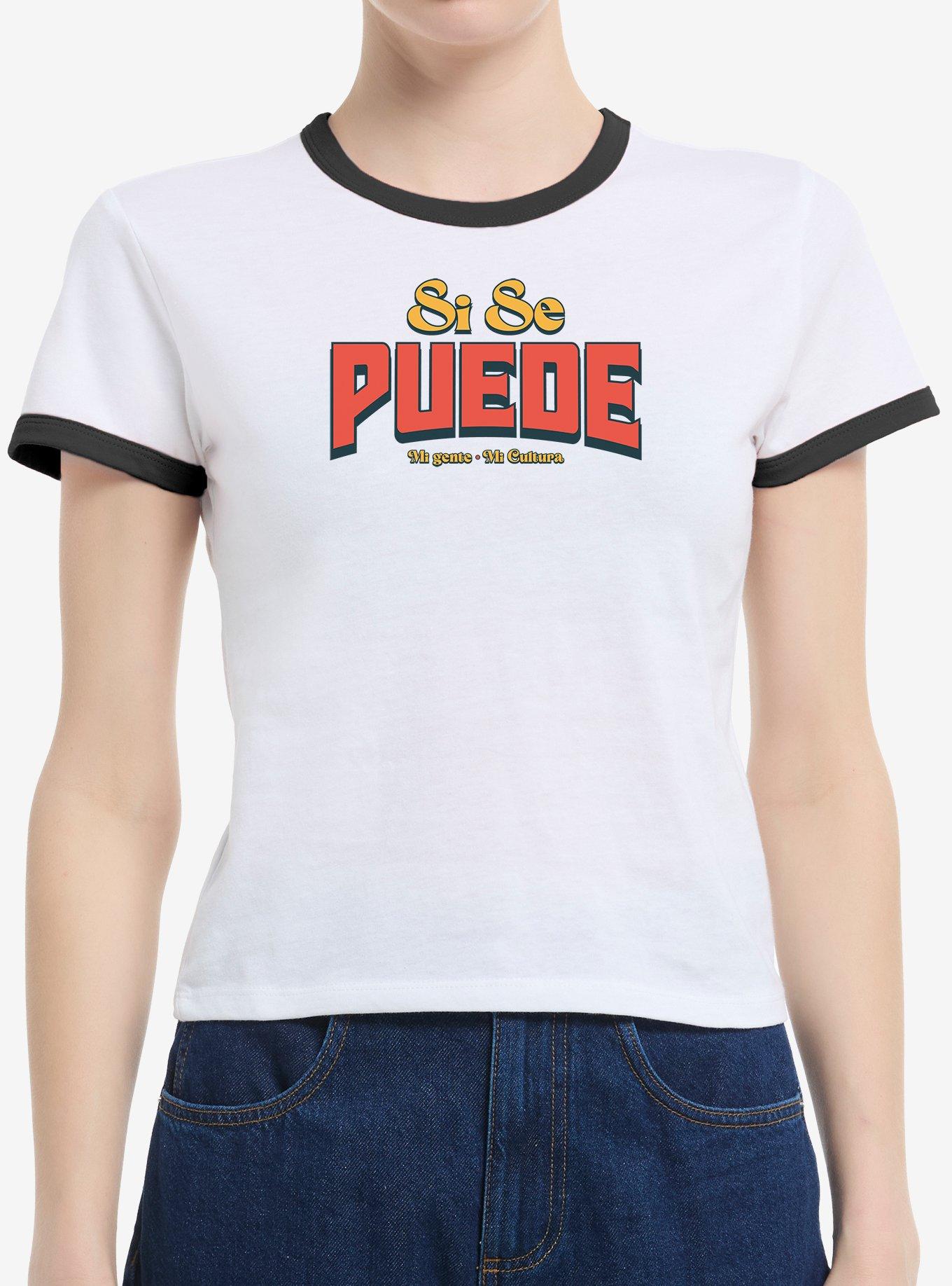 Si Se Puede Girls Ringer Crop T-Shirt, WHITE CAVIAR, hi-res