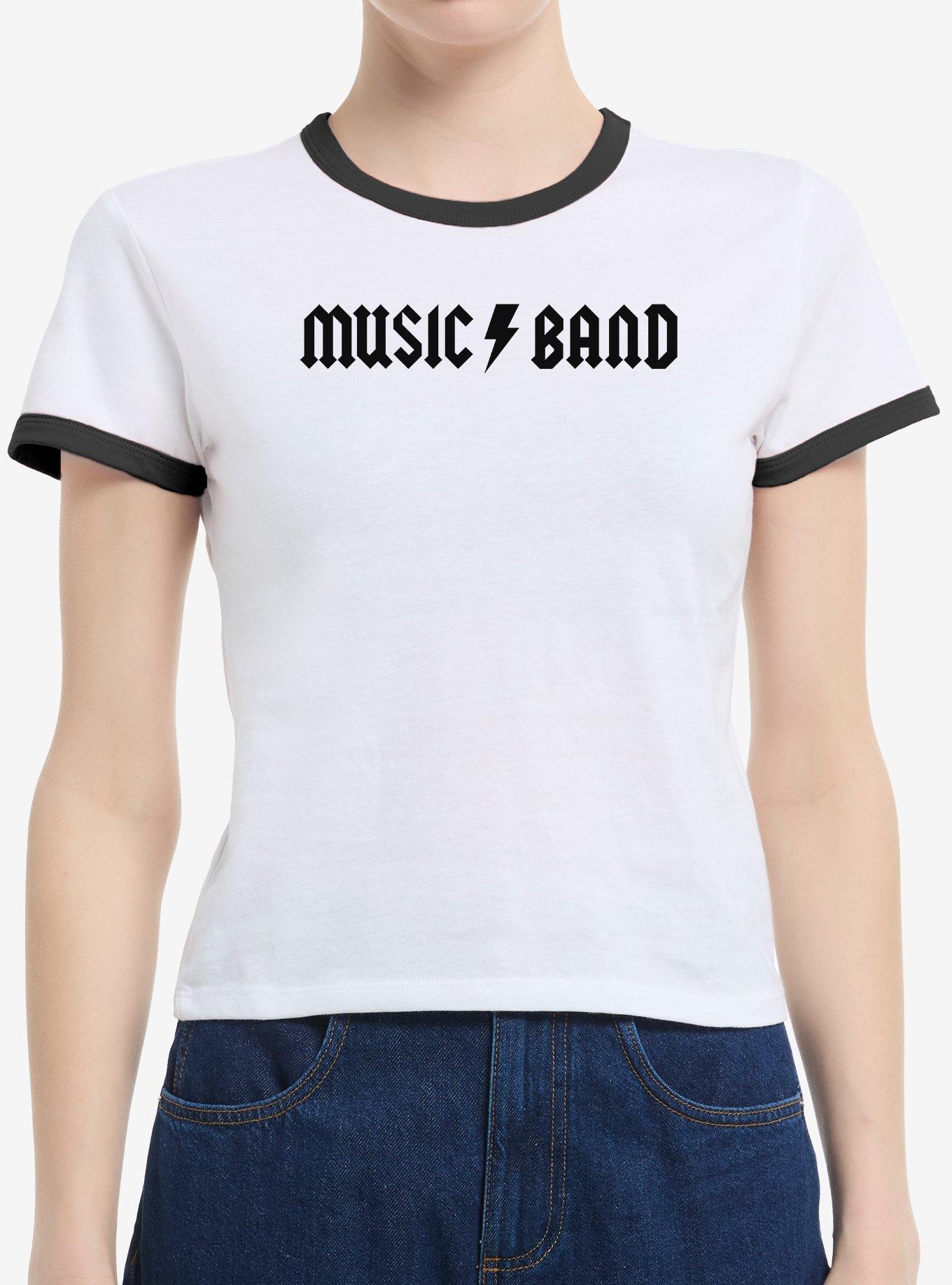 Music Band Logo Girls Ringer Crop T-Shirt, WHITE CAVIAR, hi-res