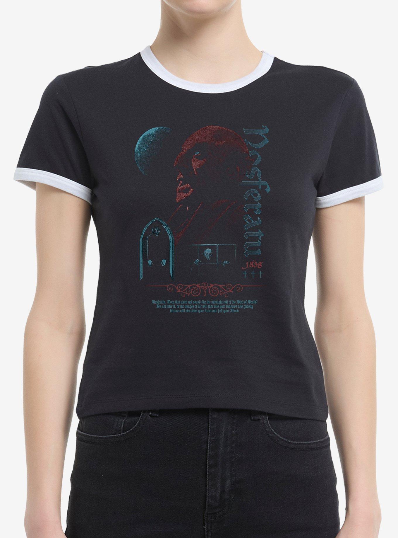 Nosferatu Girls Ringer Crop T-Shirt, CAVIAR WHITE, hi-res