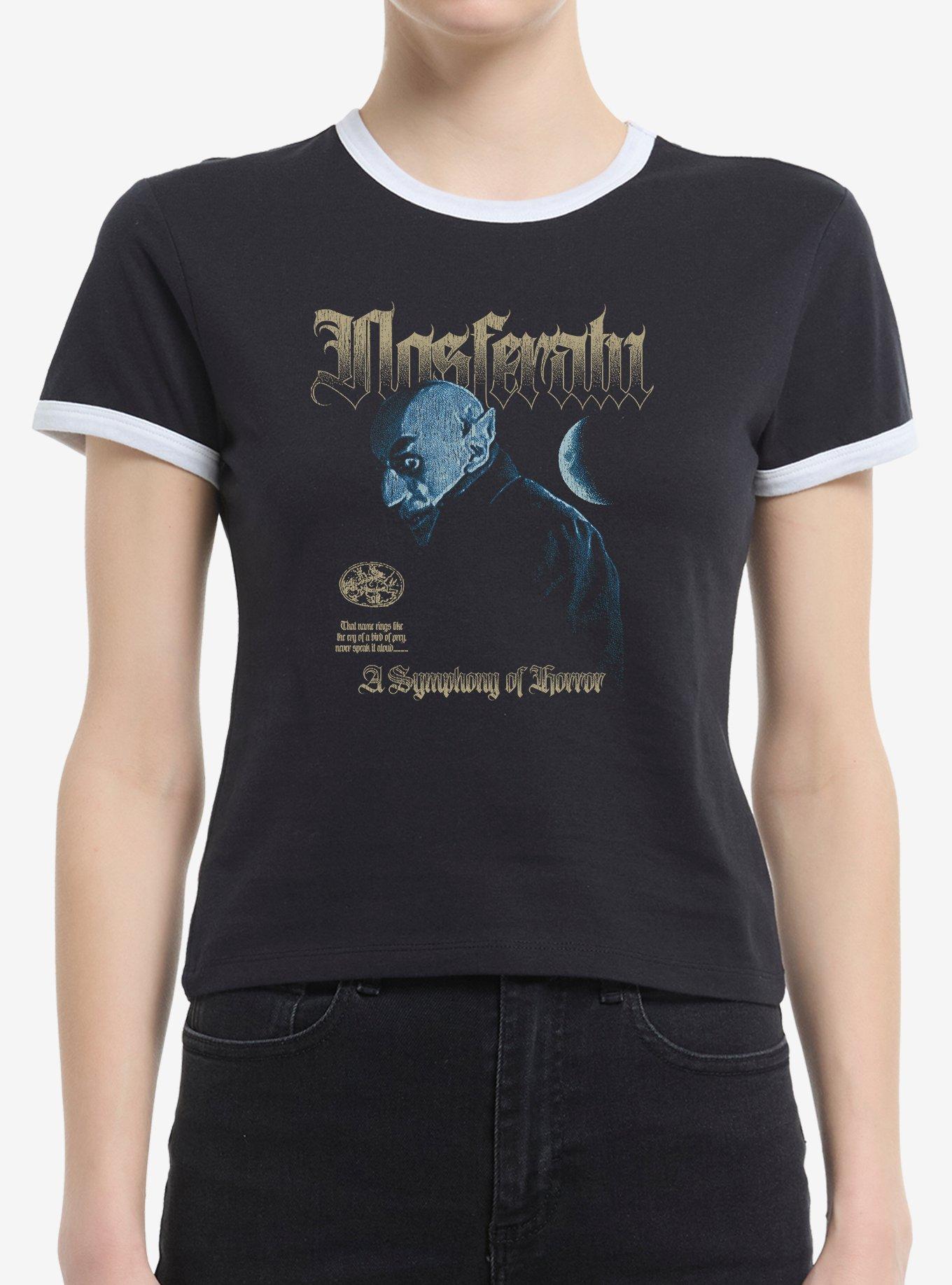 Nosferatu Symphony Of Horror Girls Ringer Crop T-Shirt, CAVIAR WHITE, hi-res