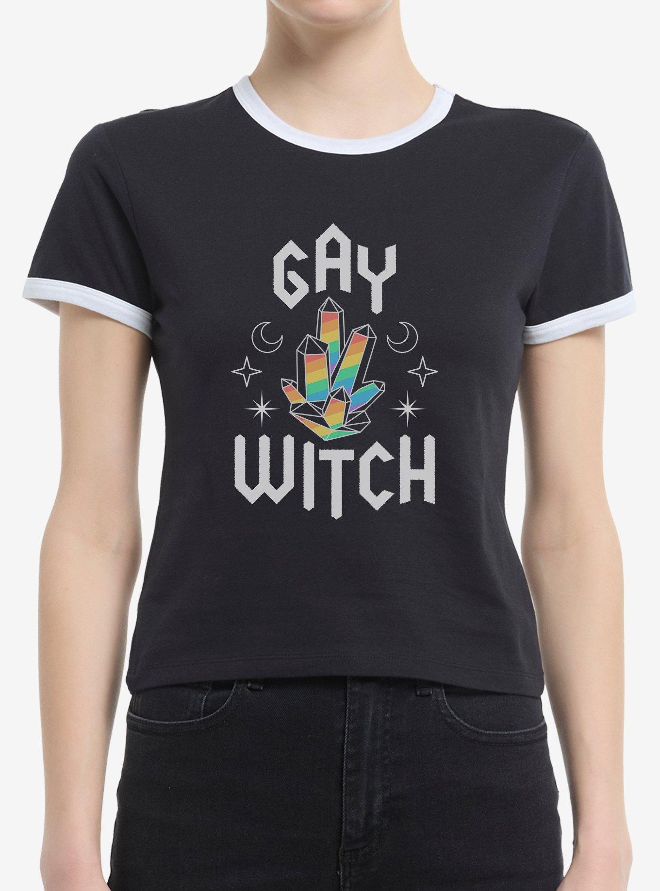 Pride Rainbow Crystals Girls Ringer Crop T-Shirt