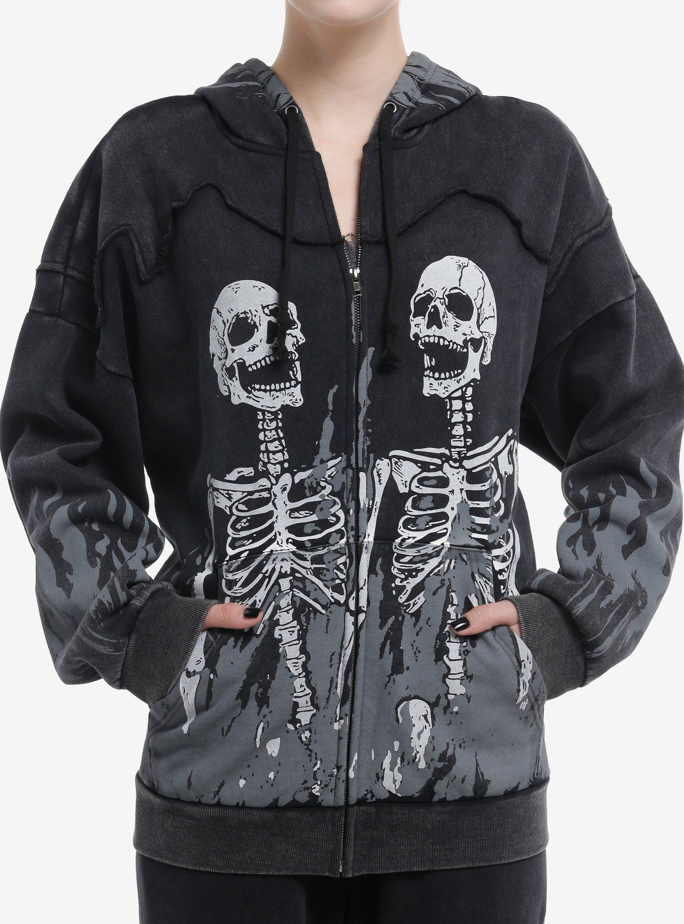 Flaming Skeletons Girls Oversized Hoodie, , hi-res