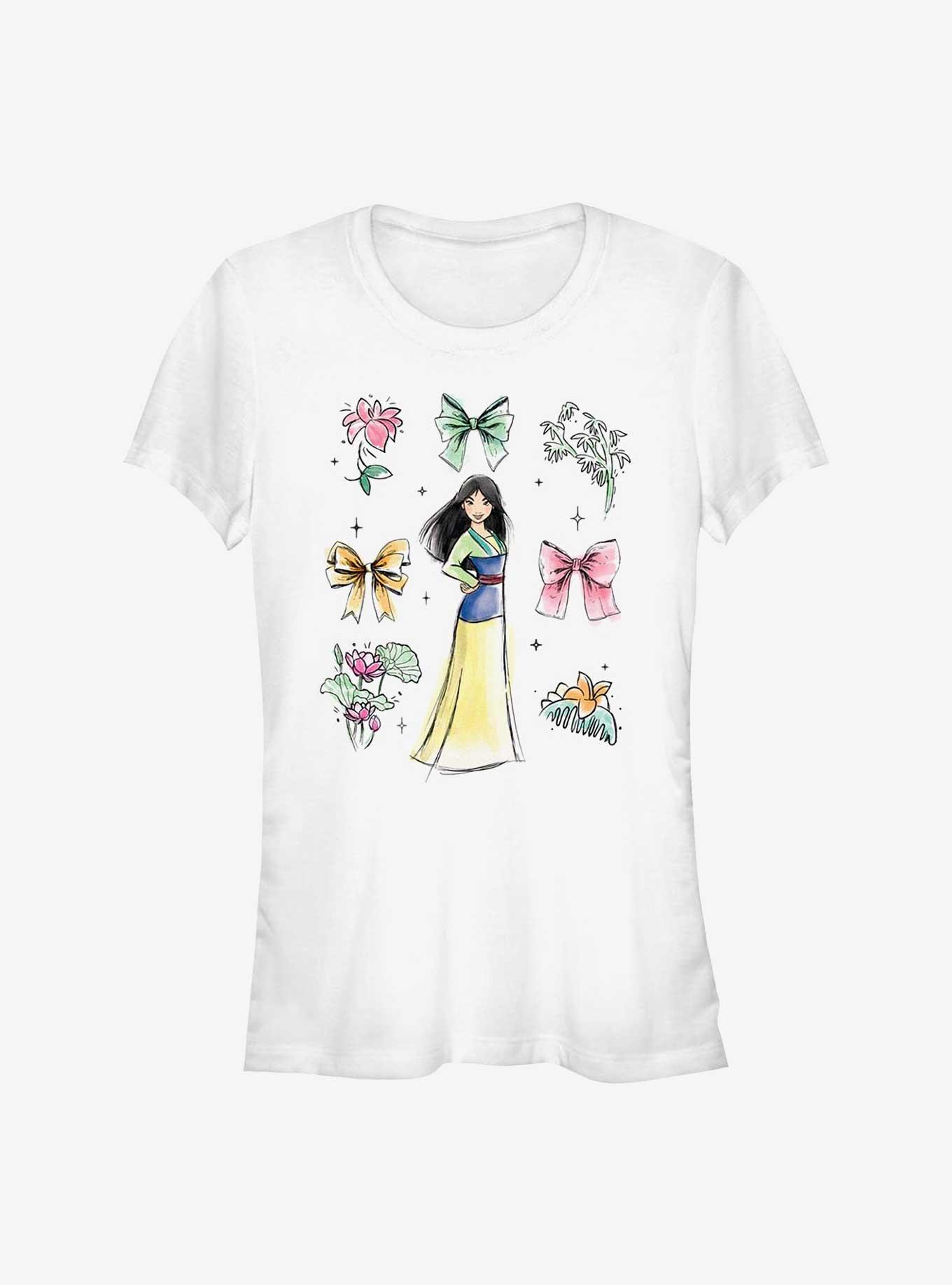 Disney Princesses Mulan Bows Girls T-Shirt, WHITE, hi-res