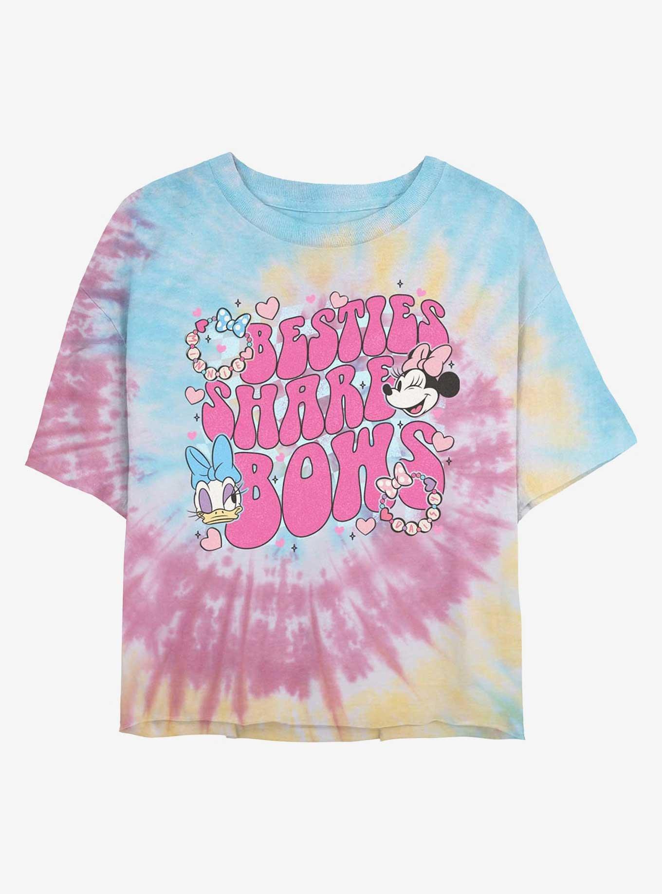 Disney Minnie Mouse & Daisy Duck Besties Share Bows Girls Tie-Dye Crop T-Shirt, , hi-res