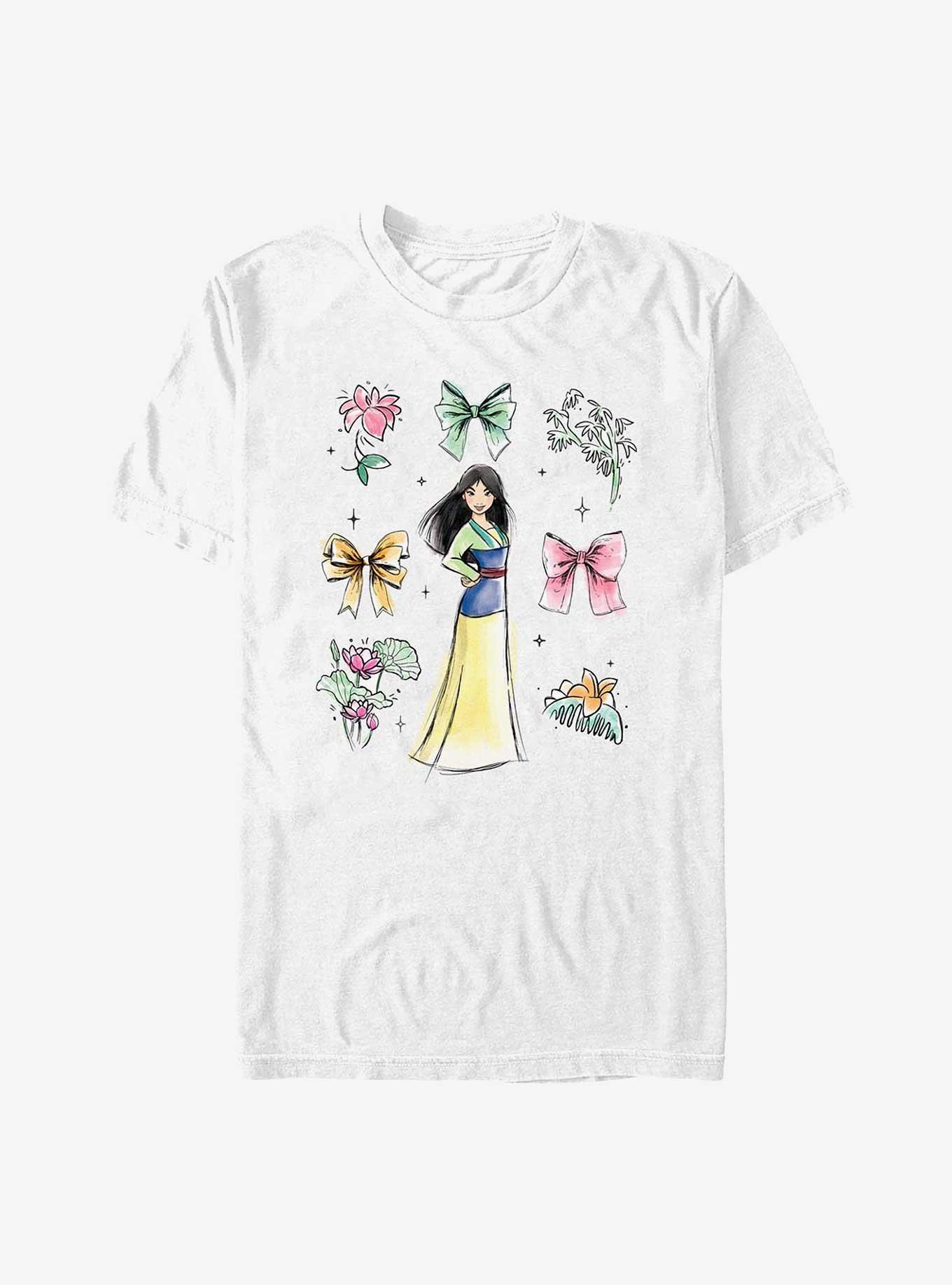 Disney Princesses Mulan Bows T-Shirt, WHITE, hi-res