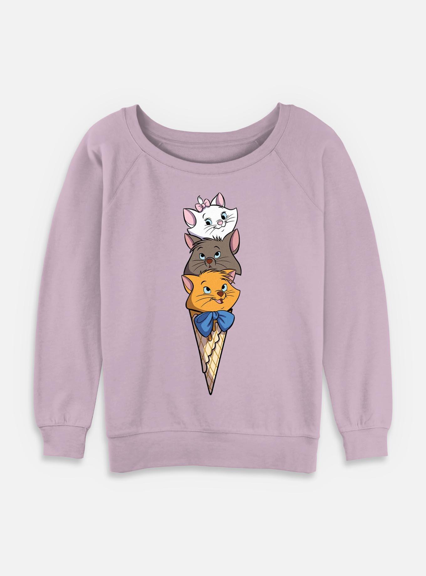 Disney The Aristocats Kitten Ice Cream Stack Womens Slouchy Sweatshirt,Specials : American Fashion Style Bags On Sale